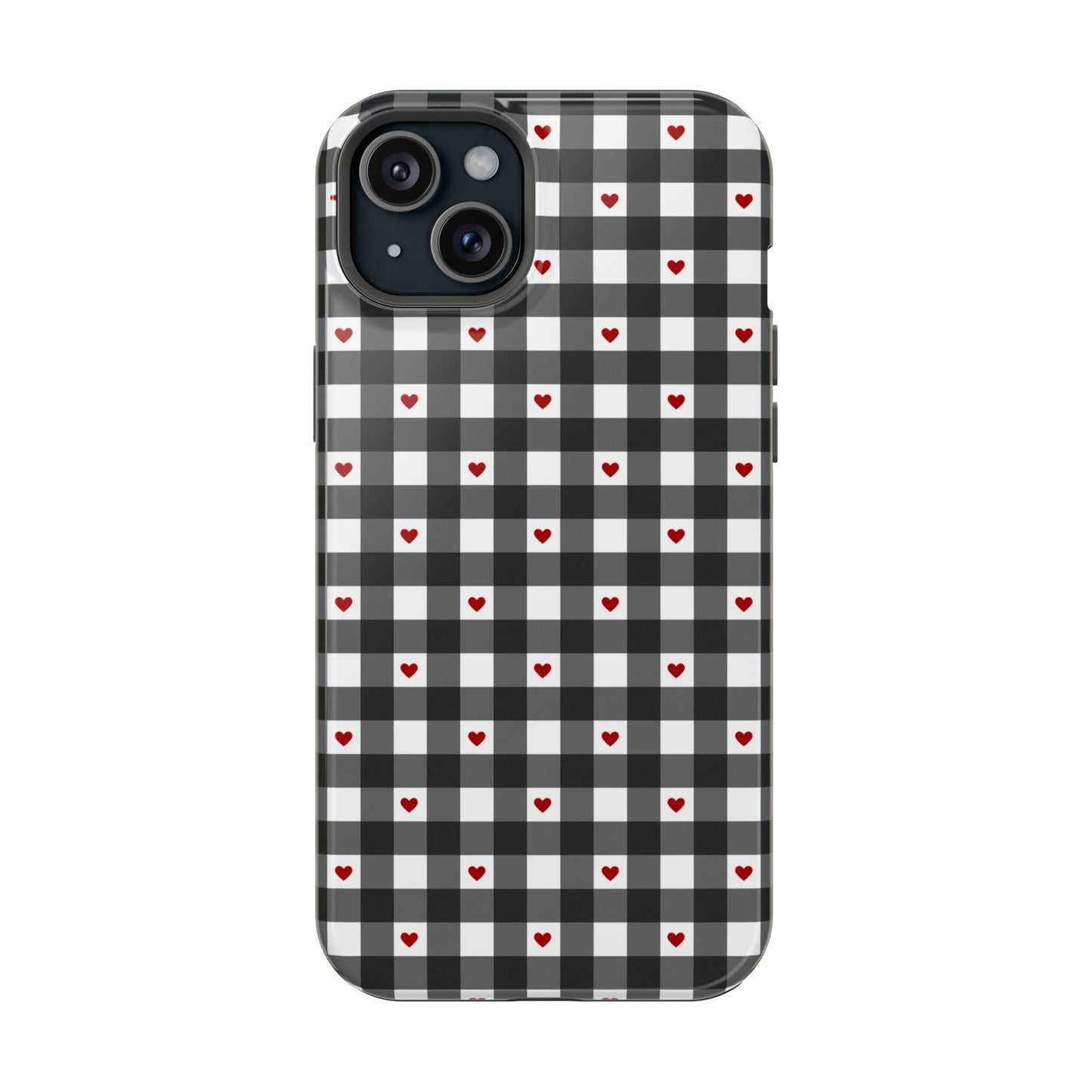 Black Picnic Hearts Gingham MagSafe Case