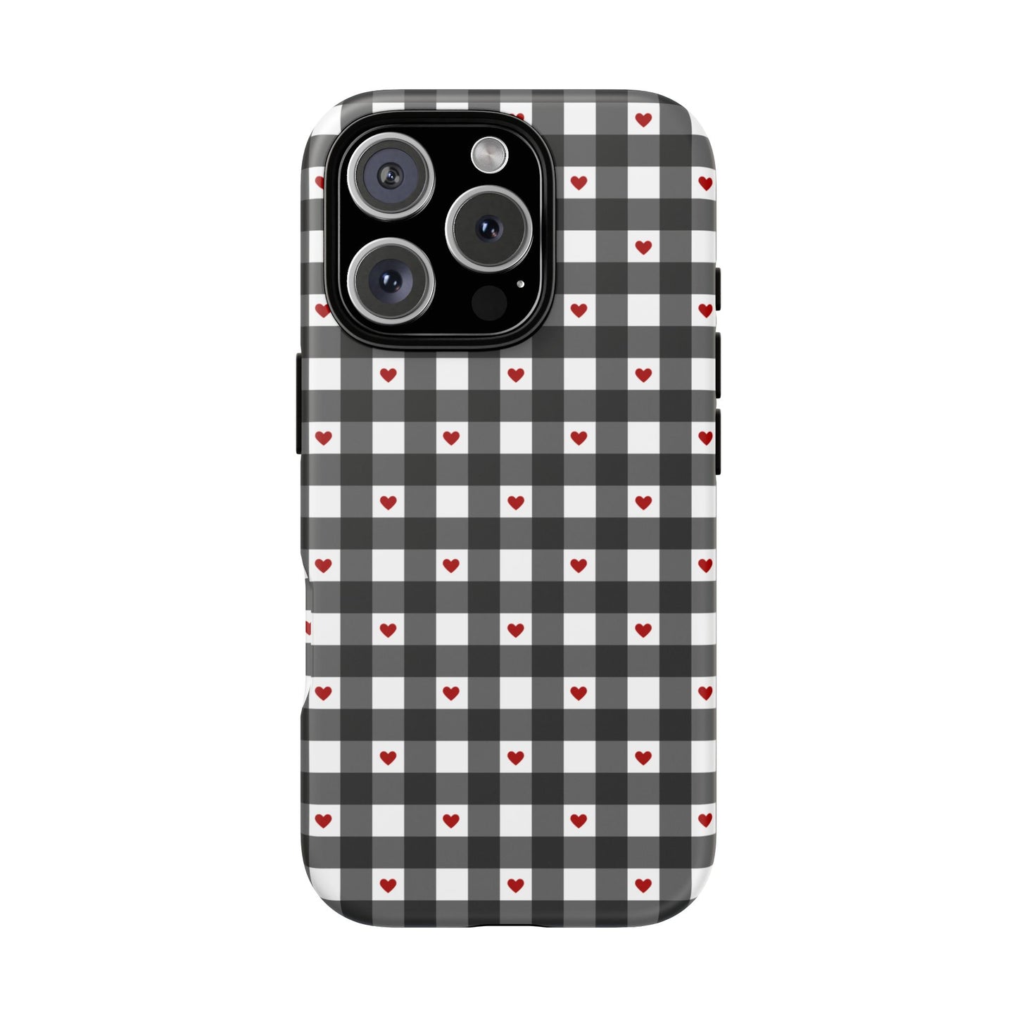 Black Picnic Hearts Gingham Case