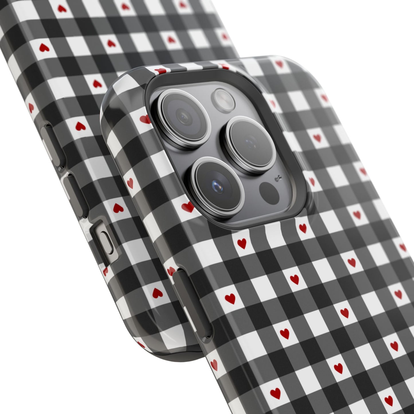 Black Picnic Hearts Gingham MagSafe Case