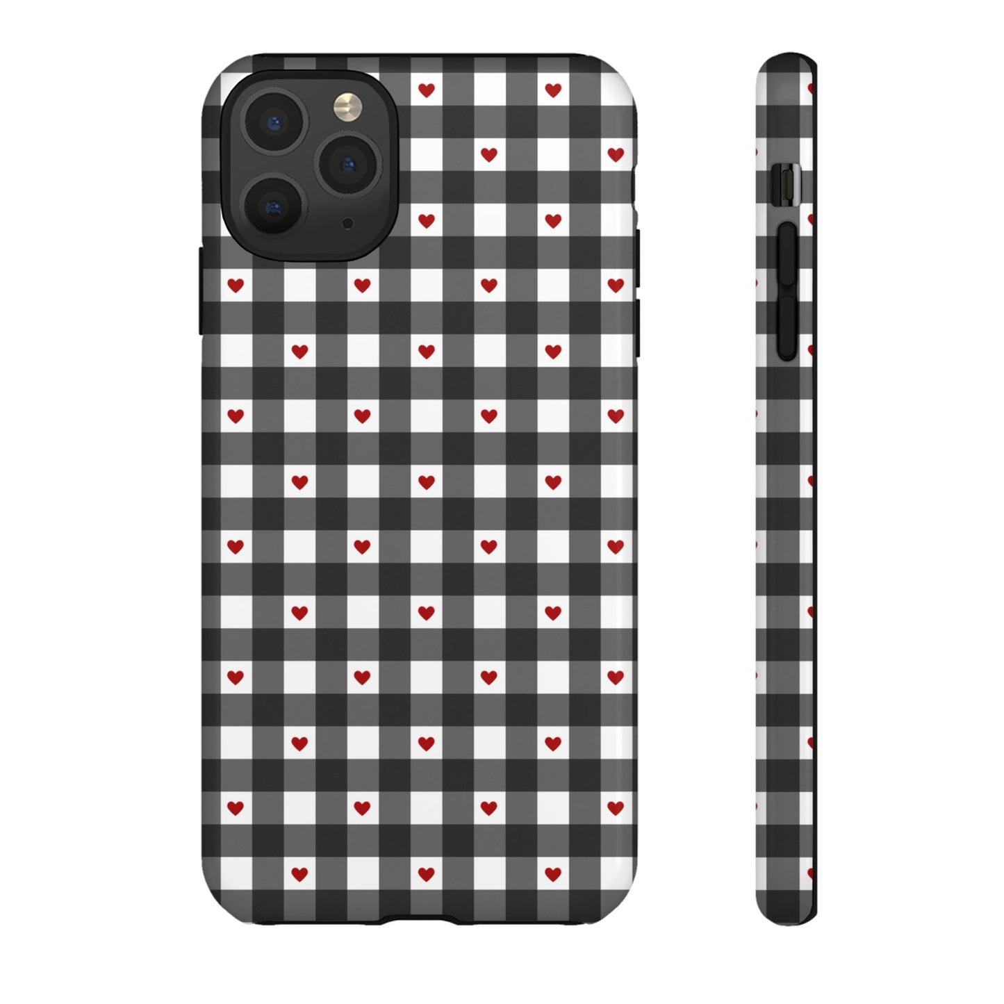 Black Picnic Hearts Gingham Case