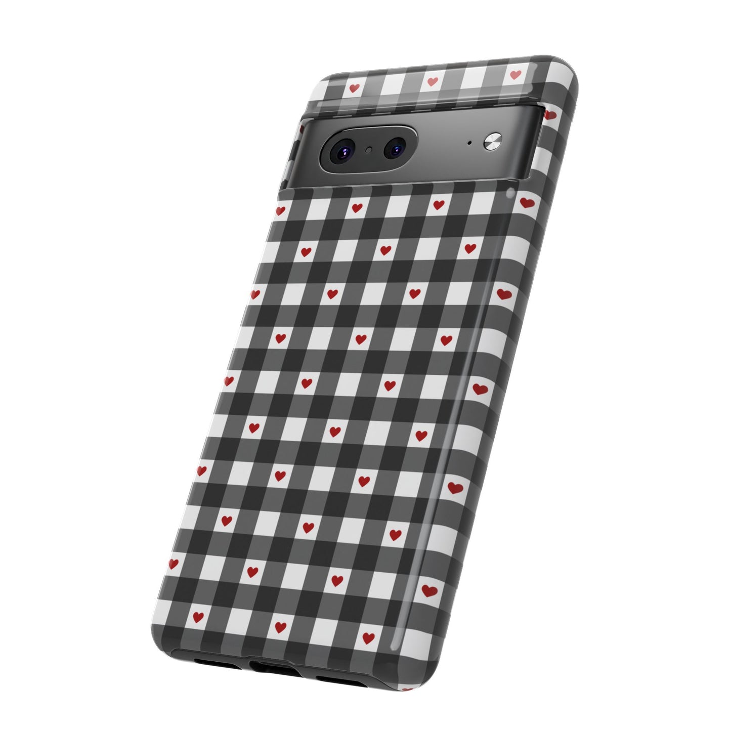 Black Picnic Hearts Gingham Case