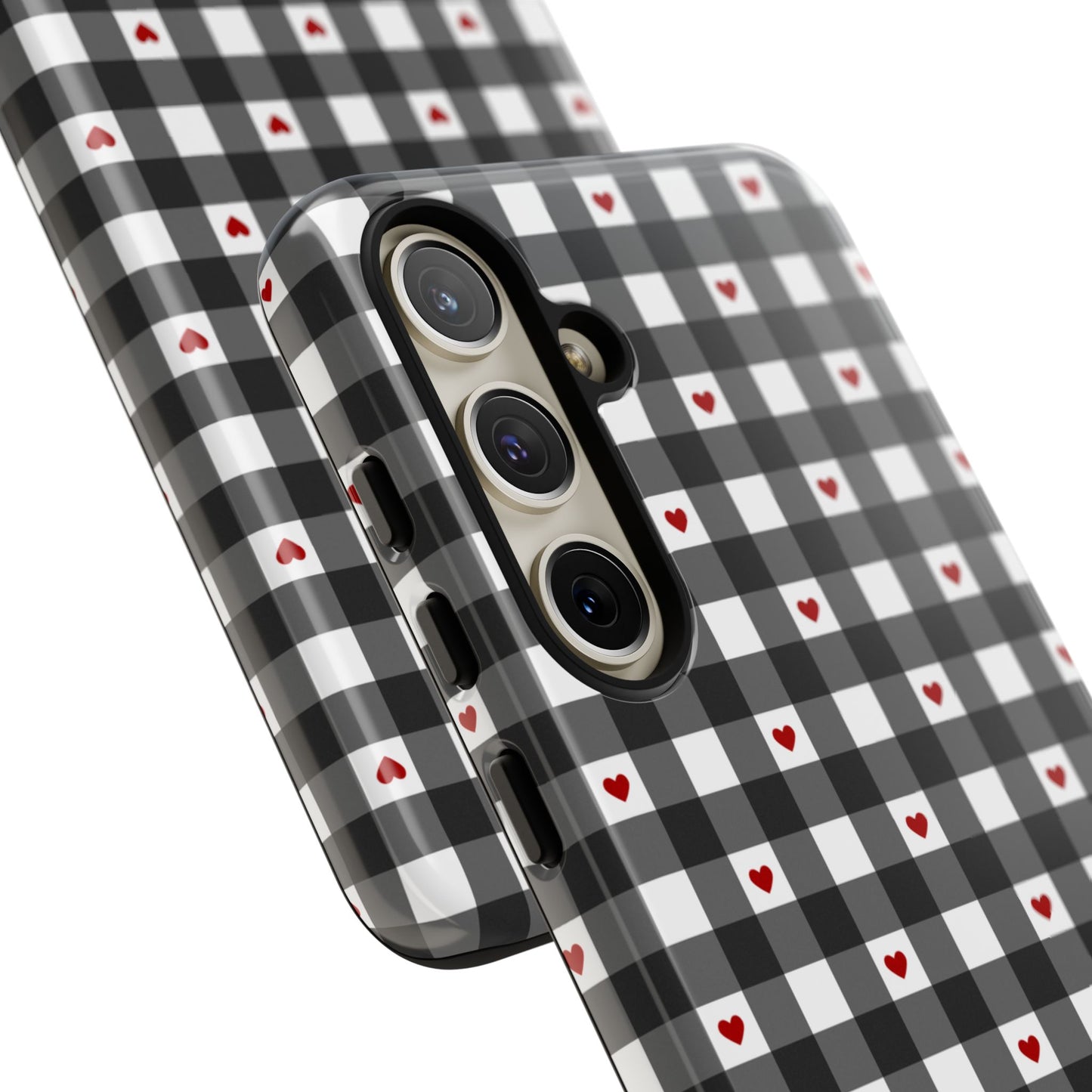 Black Picnic Hearts Gingham Case