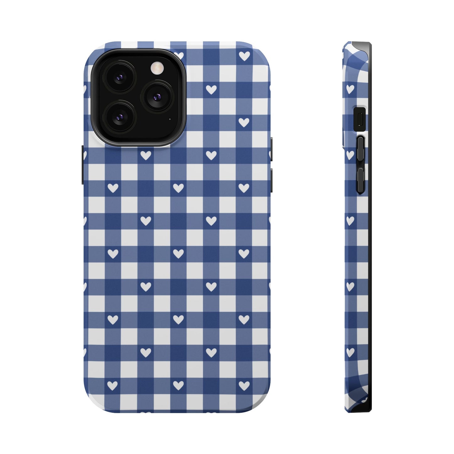 Blue Picnic Hearts Gingham MagSafe Case