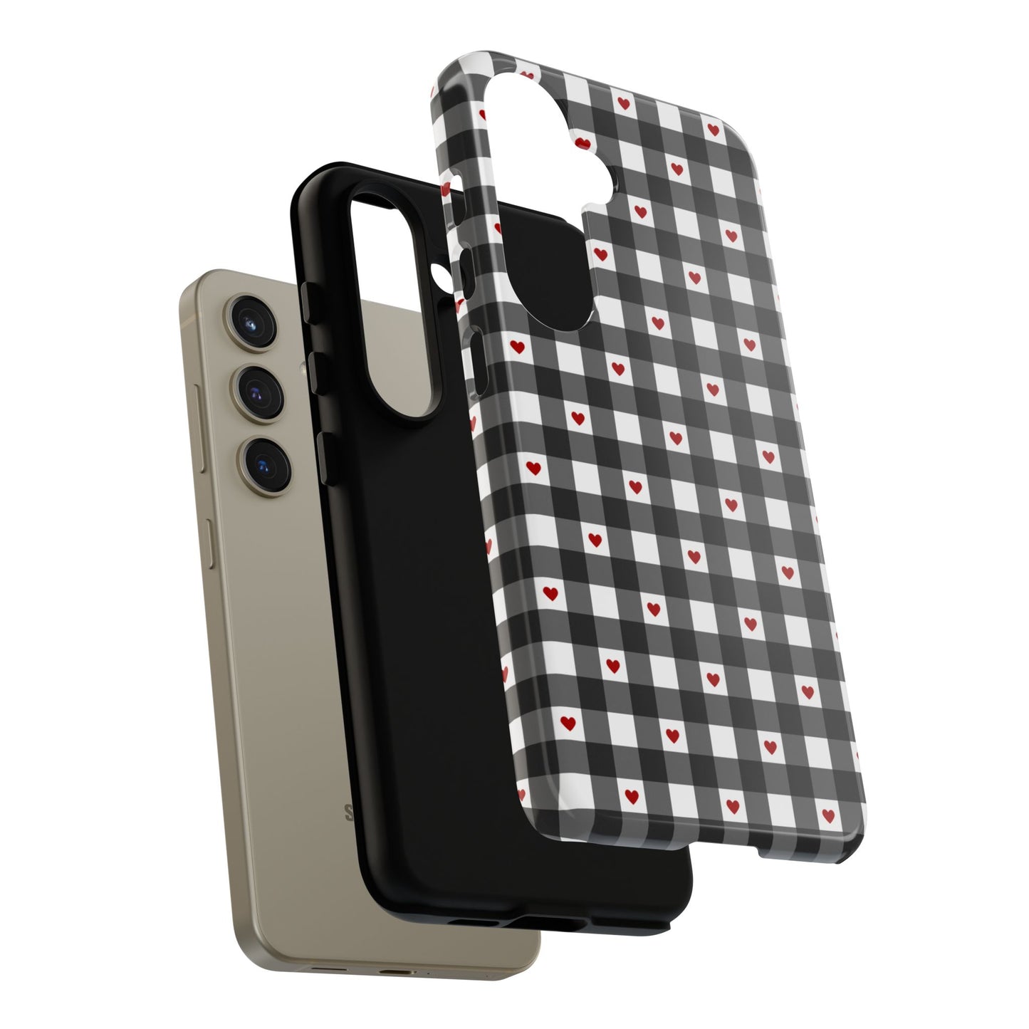 Black Picnic Hearts Gingham Case