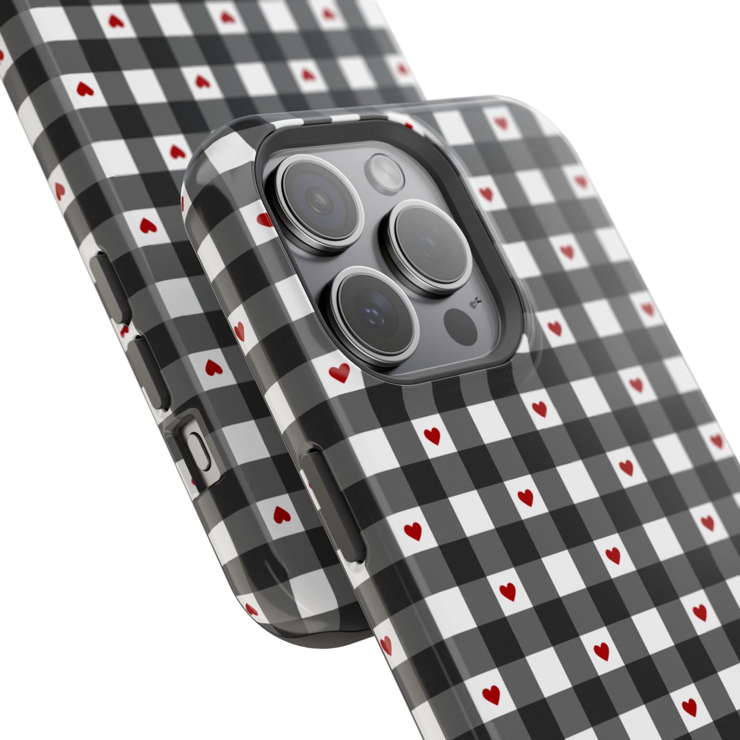 Black Picnic Hearts Gingham MagSafe Case