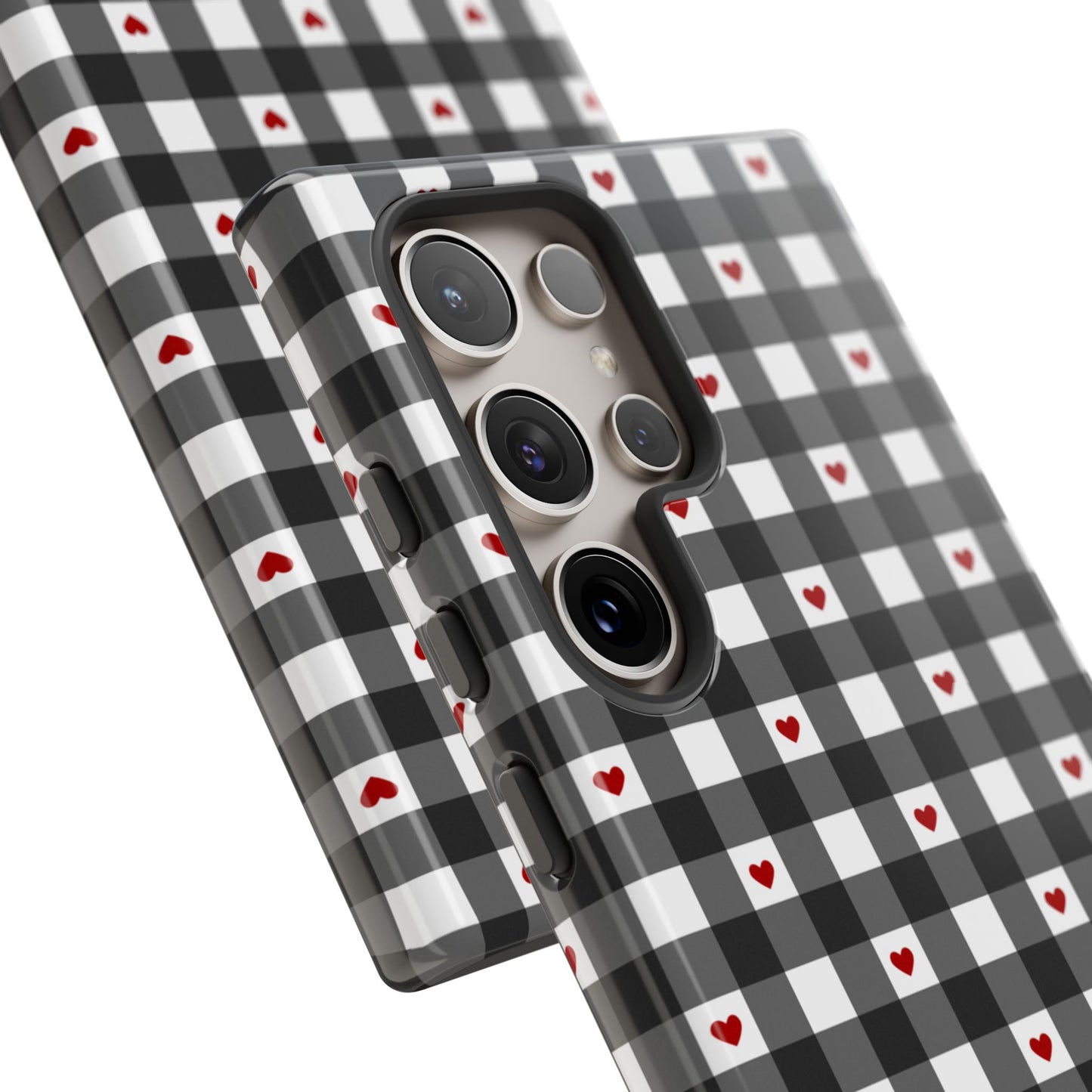 Black Picnic Hearts Gingham Case