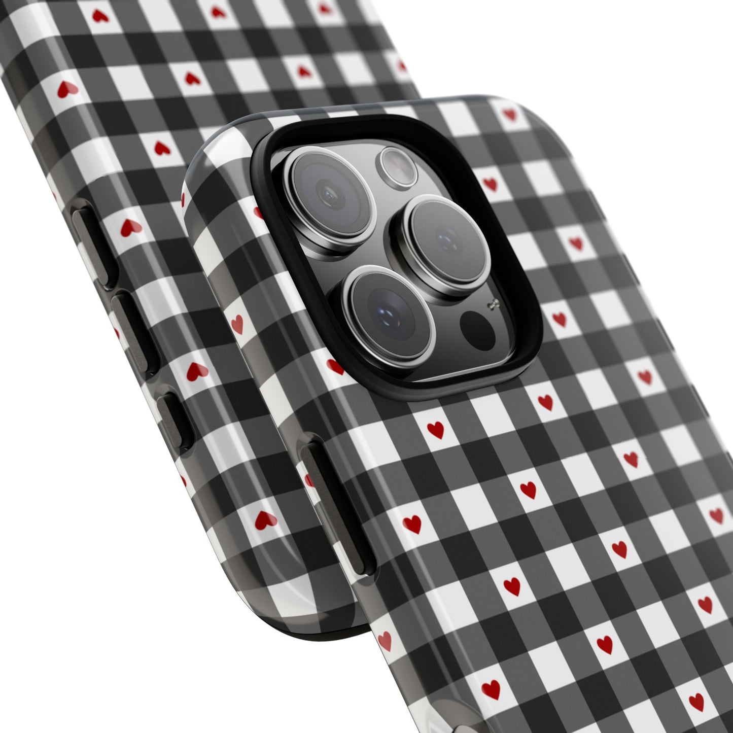 Black Picnic Hearts Gingham Case