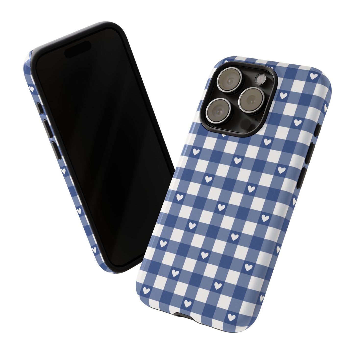 Blue Picnic Hearts Gingham Case