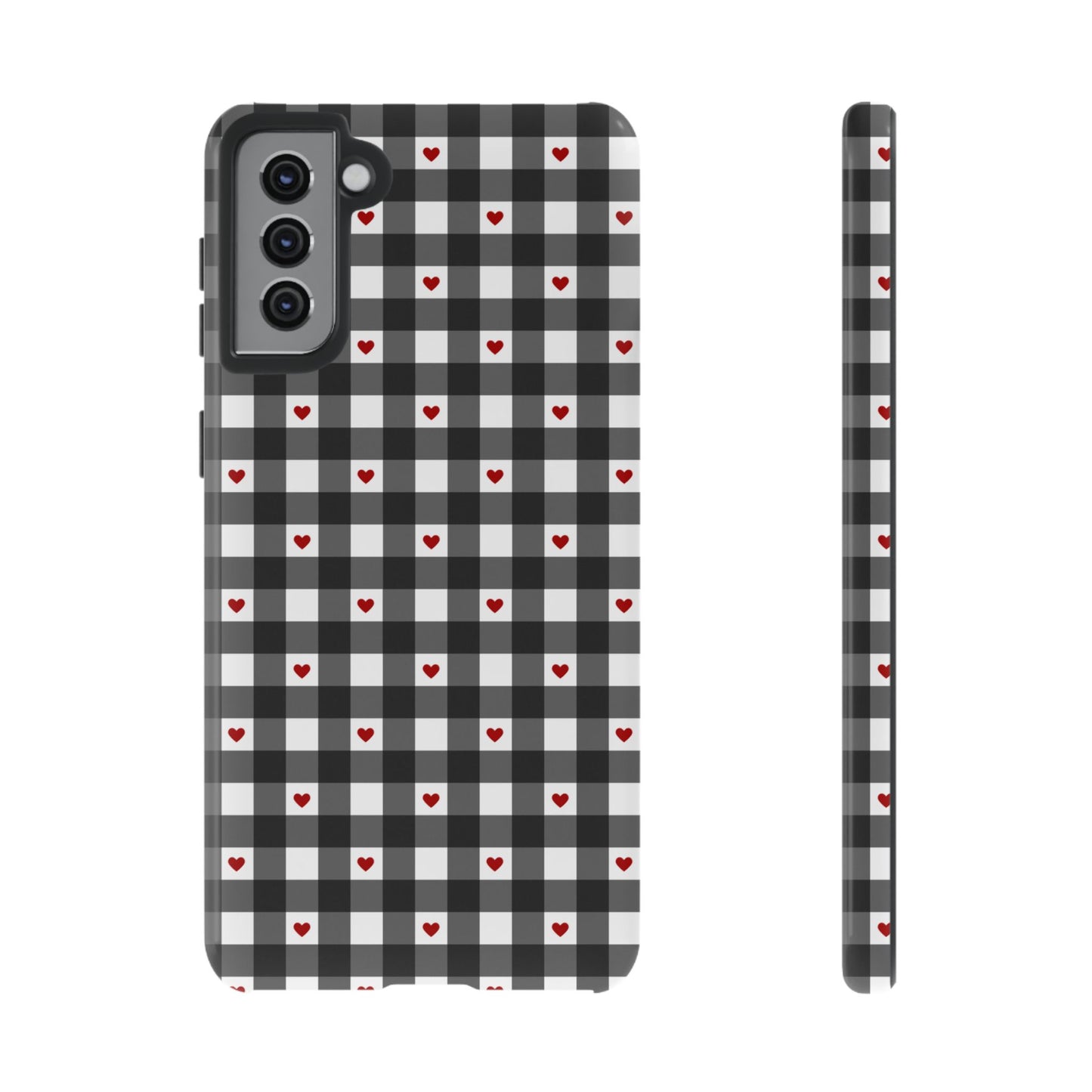 Black Picnic Hearts Gingham Case