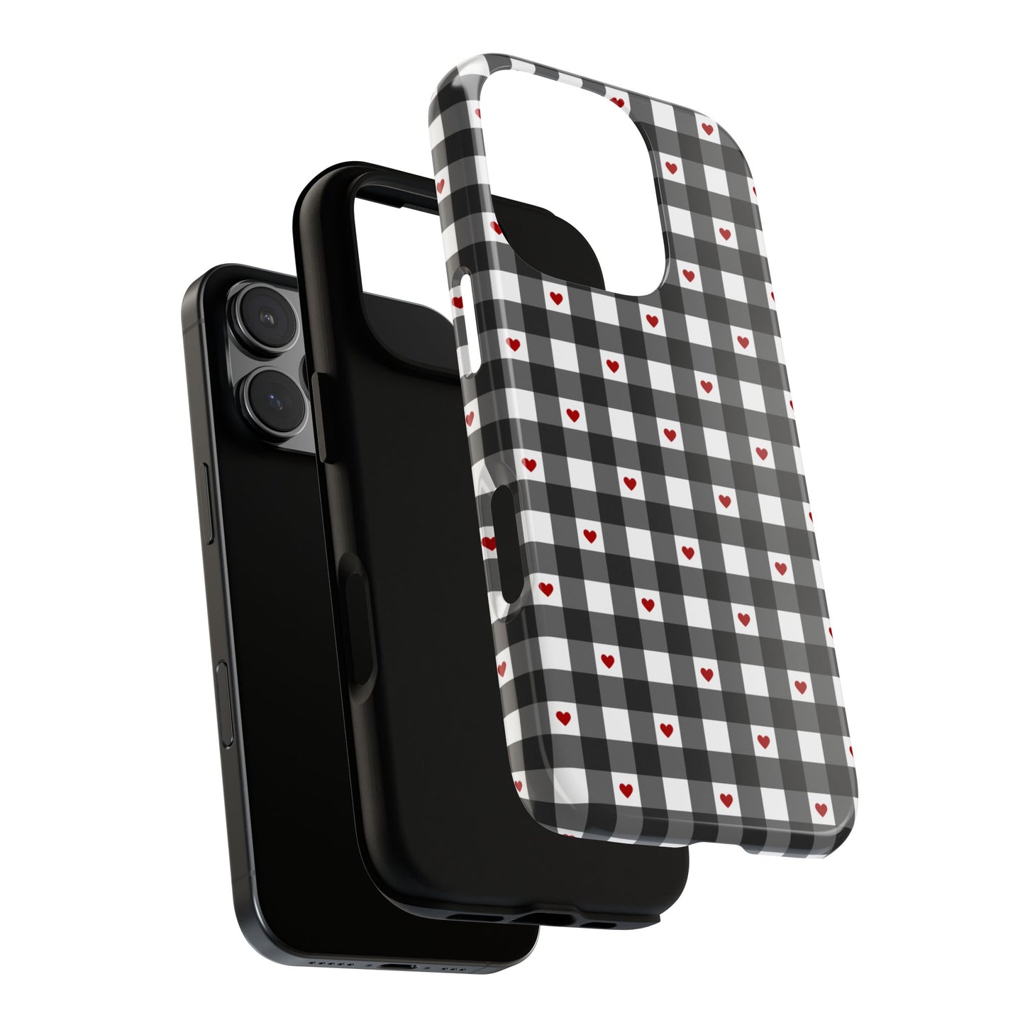 Black Picnic Hearts Gingham Case