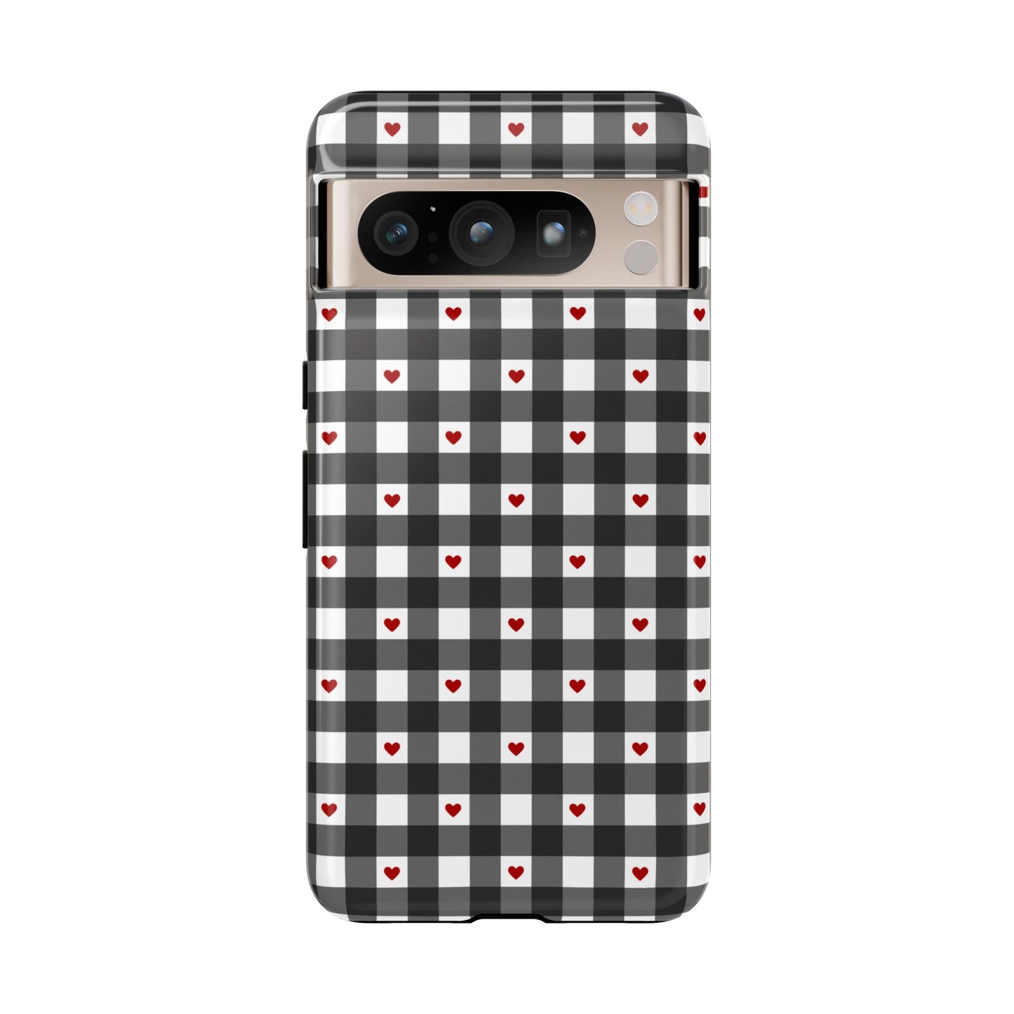 Black Picnic Hearts Gingham Case