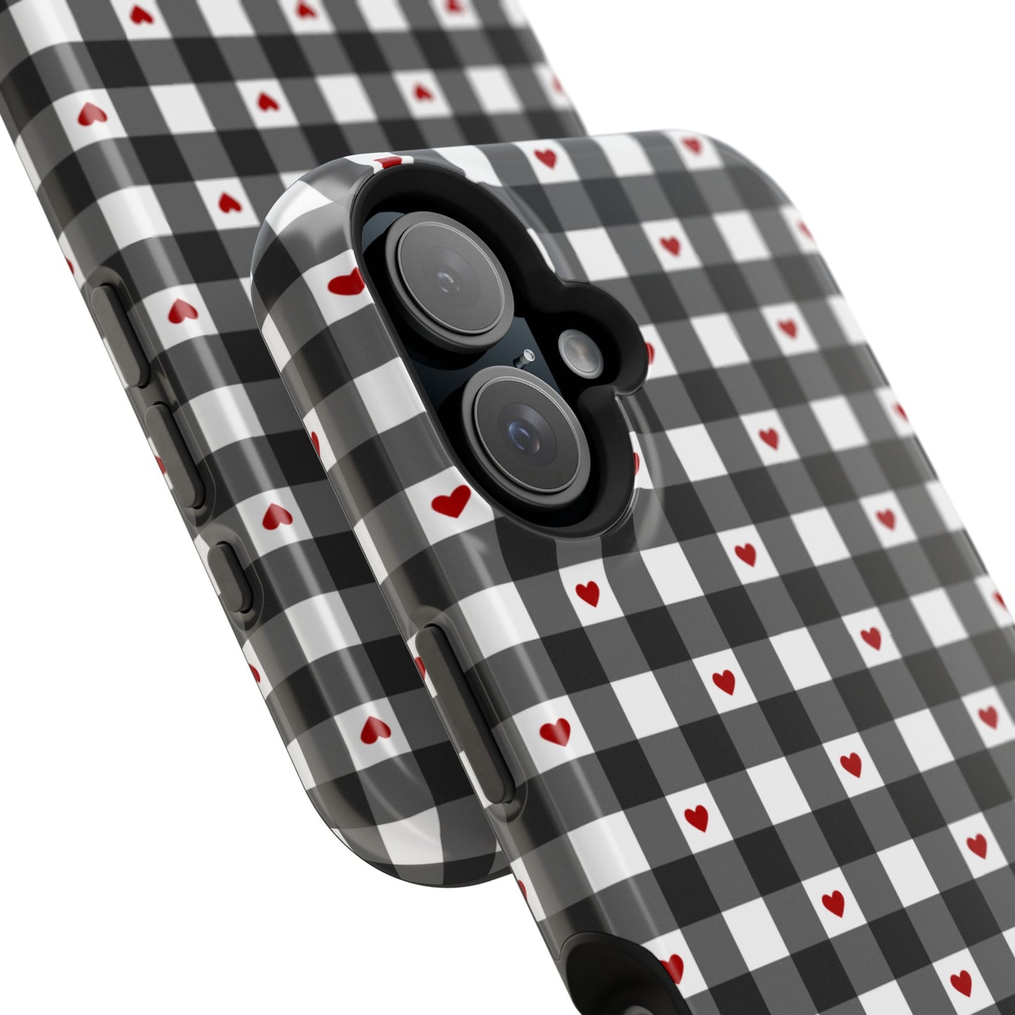 Black Picnic Hearts Gingham MagSafe Case