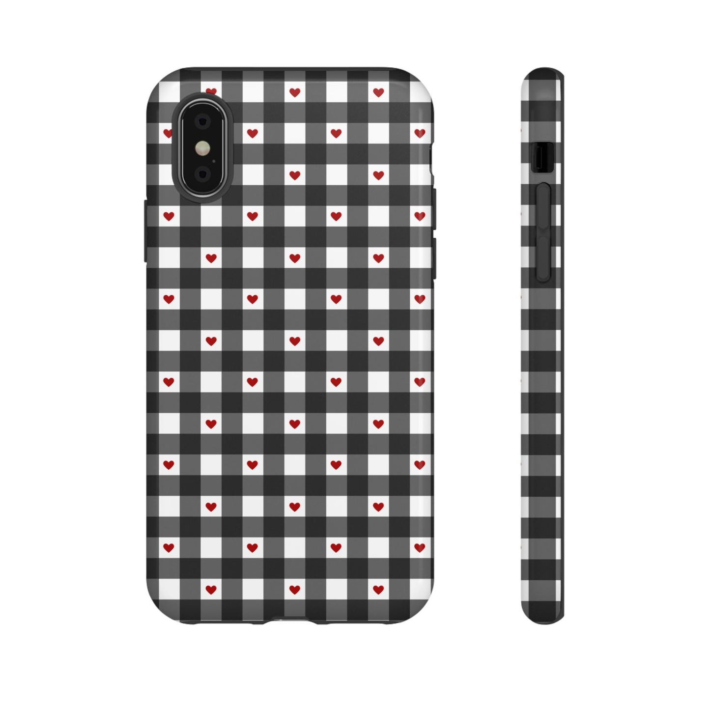 Black Picnic Hearts Gingham Case