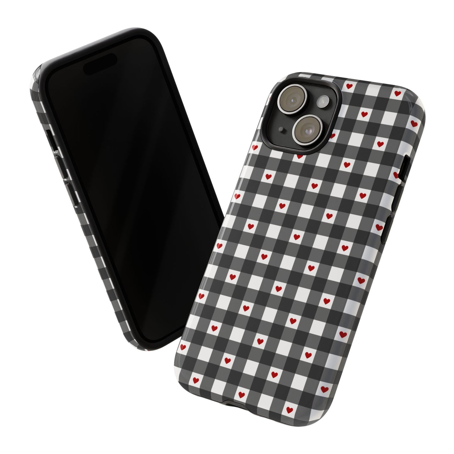 Black Picnic Hearts Gingham Case