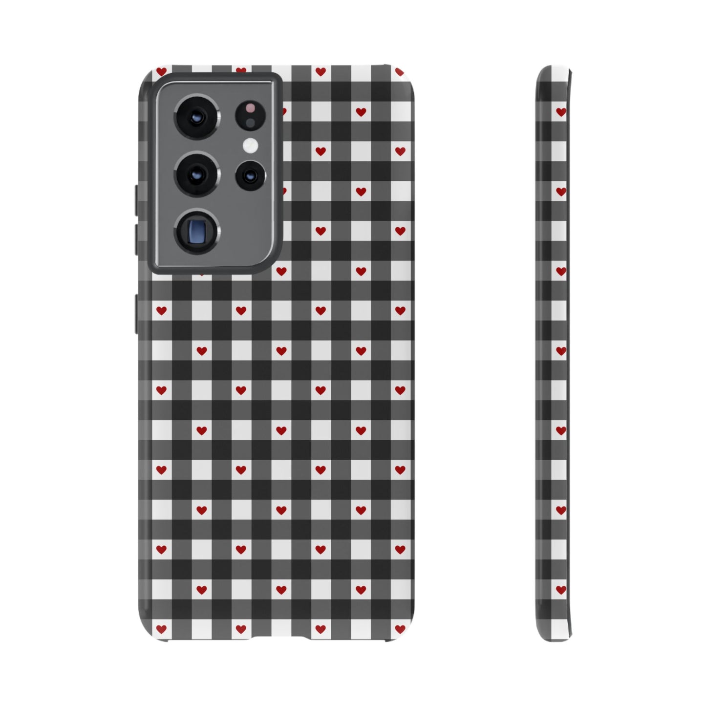 Black Picnic Hearts Gingham Case