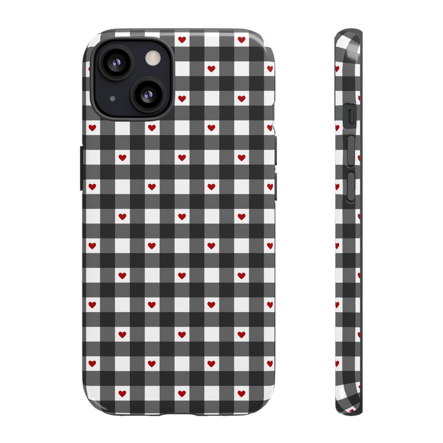 Black Picnic Hearts Gingham Case