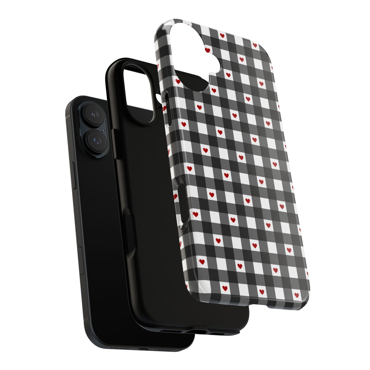 Black Picnic Hearts Gingham Case