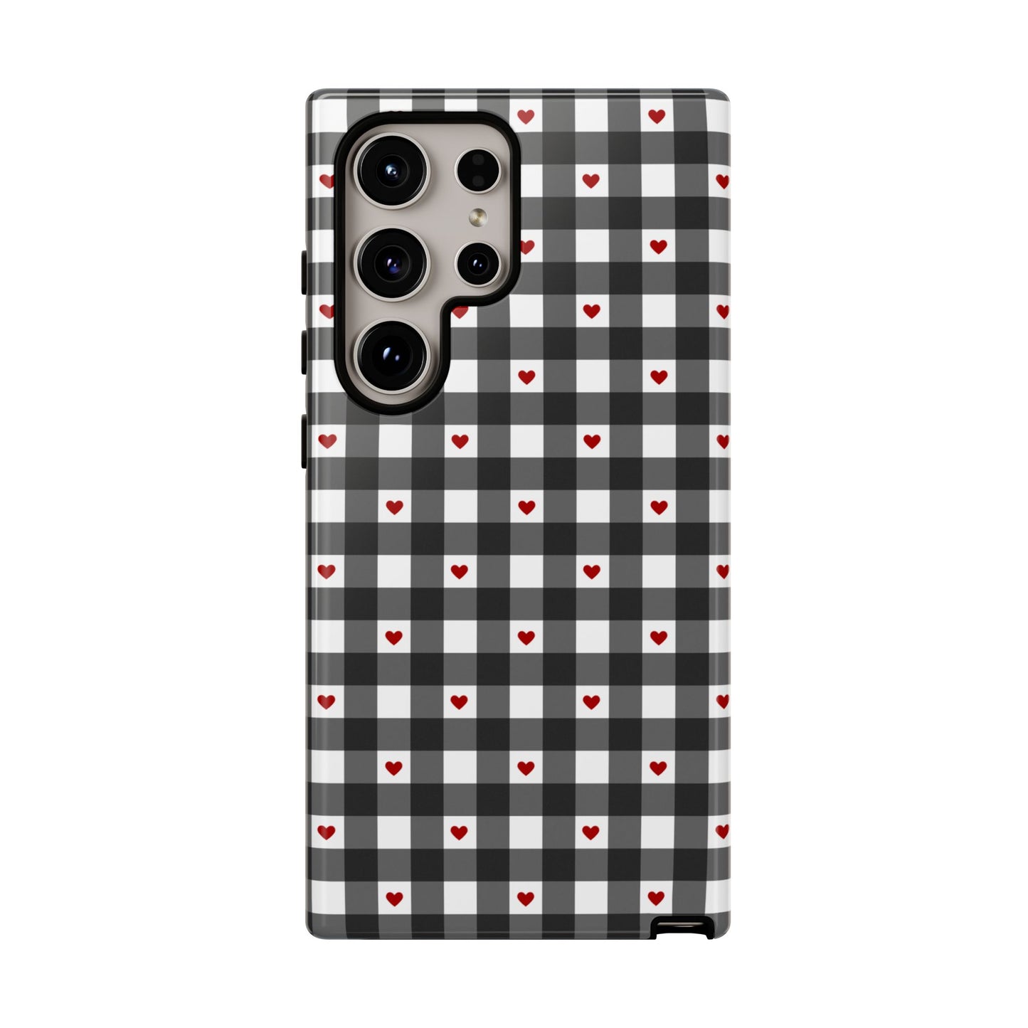 Black Picnic Hearts Gingham Case