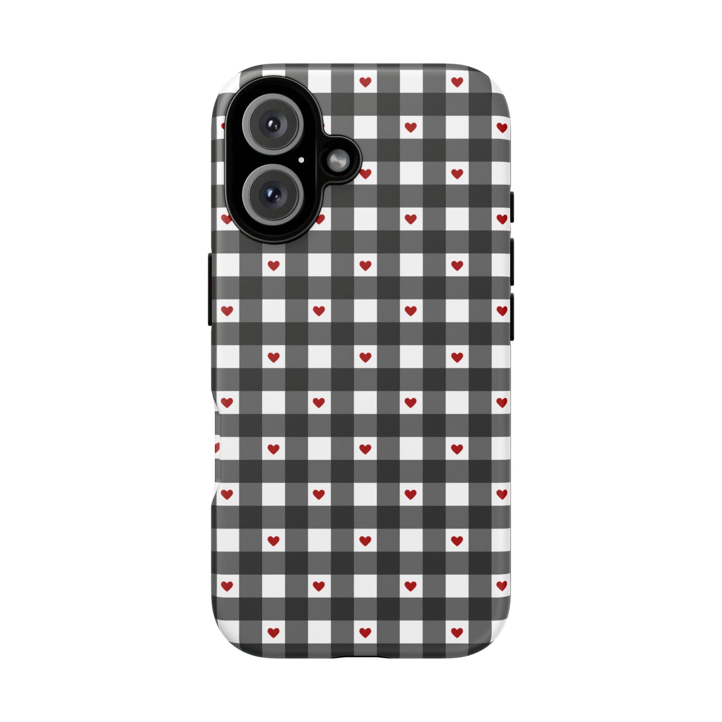 Black Picnic Hearts Gingham Case