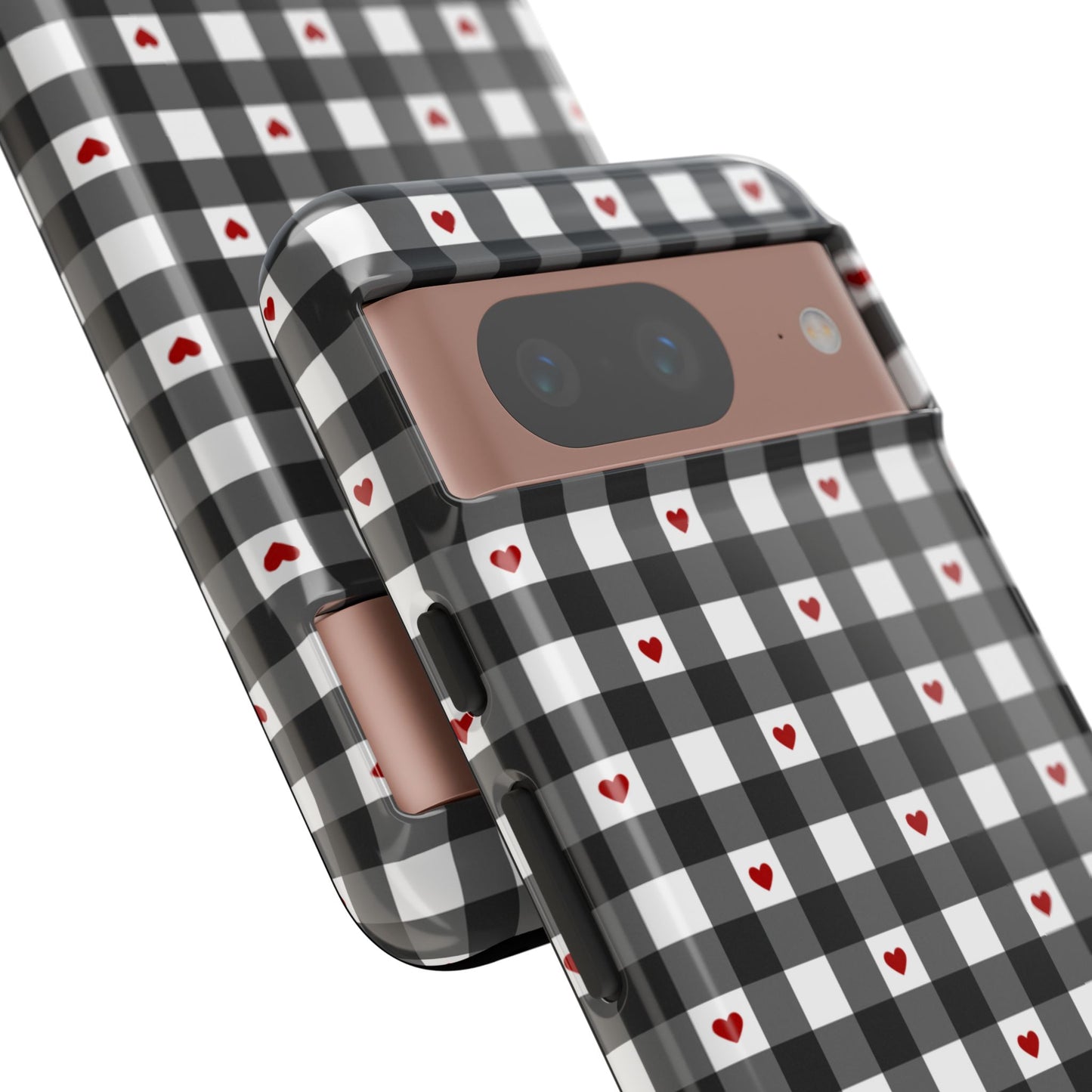 Black Picnic Hearts Gingham Case