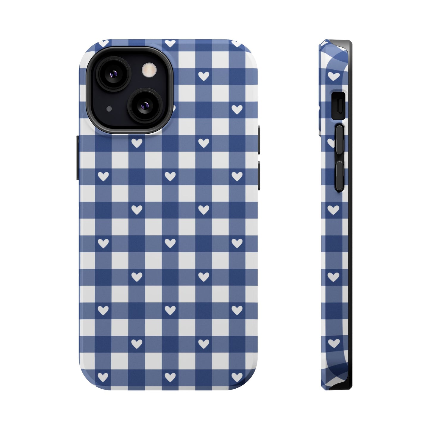 Blue Picnic Hearts Gingham MagSafe Case