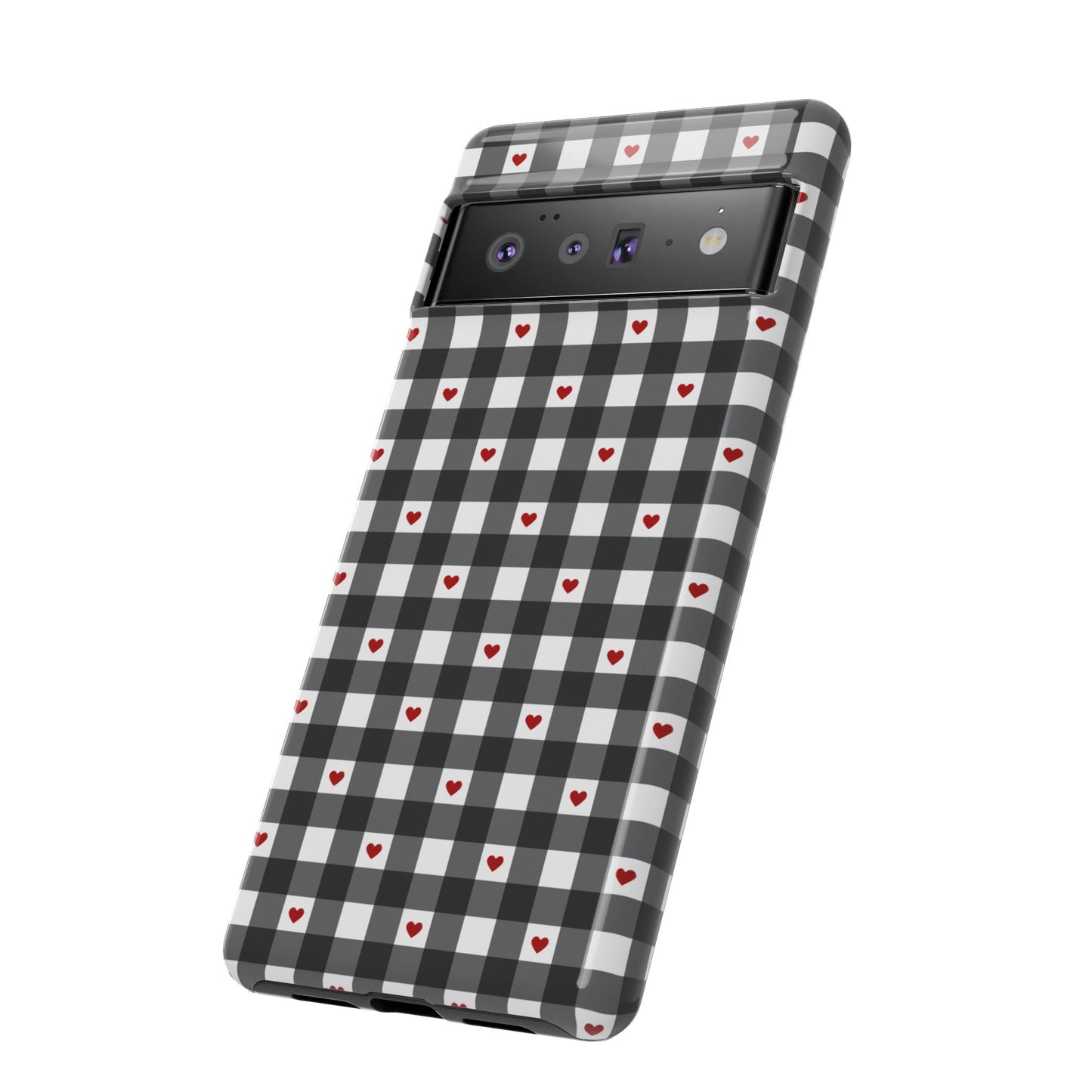 Black Picnic Hearts Gingham Case