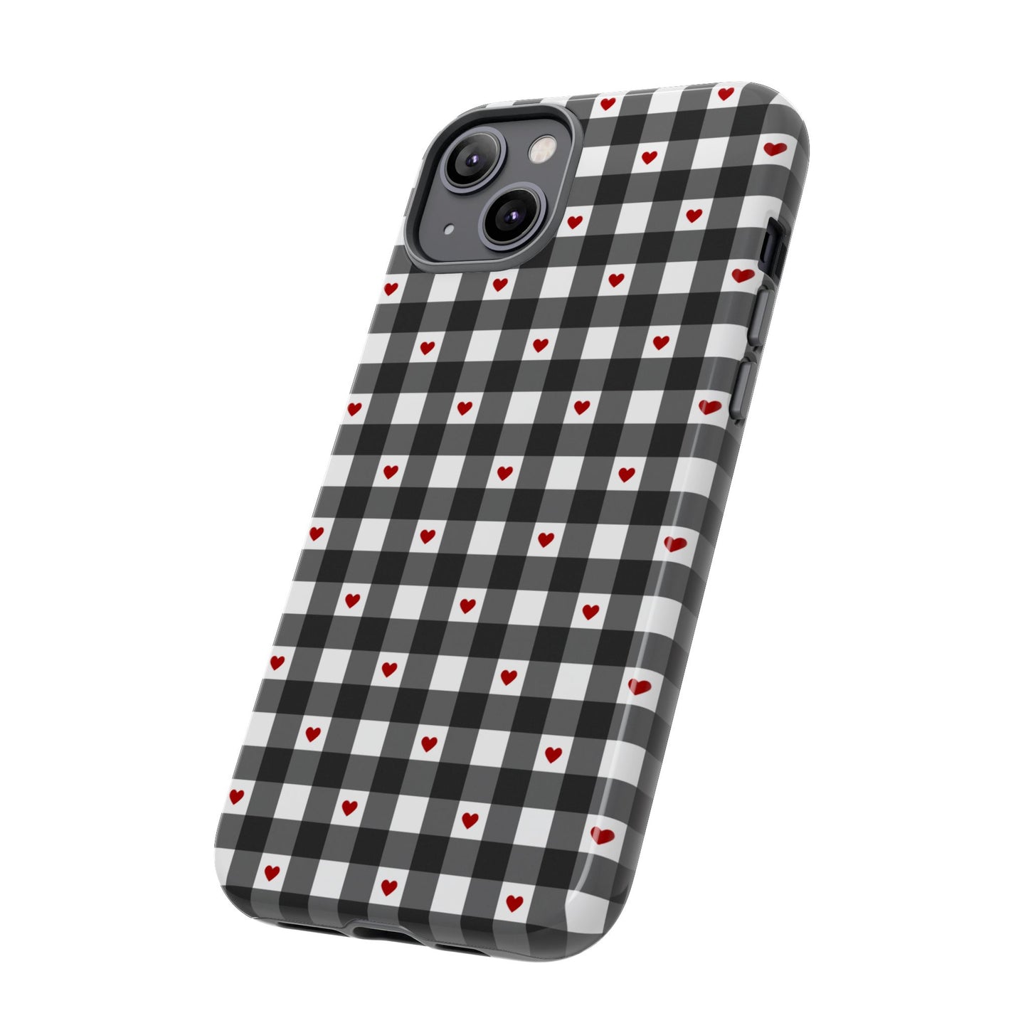 Black Picnic Hearts Gingham Case