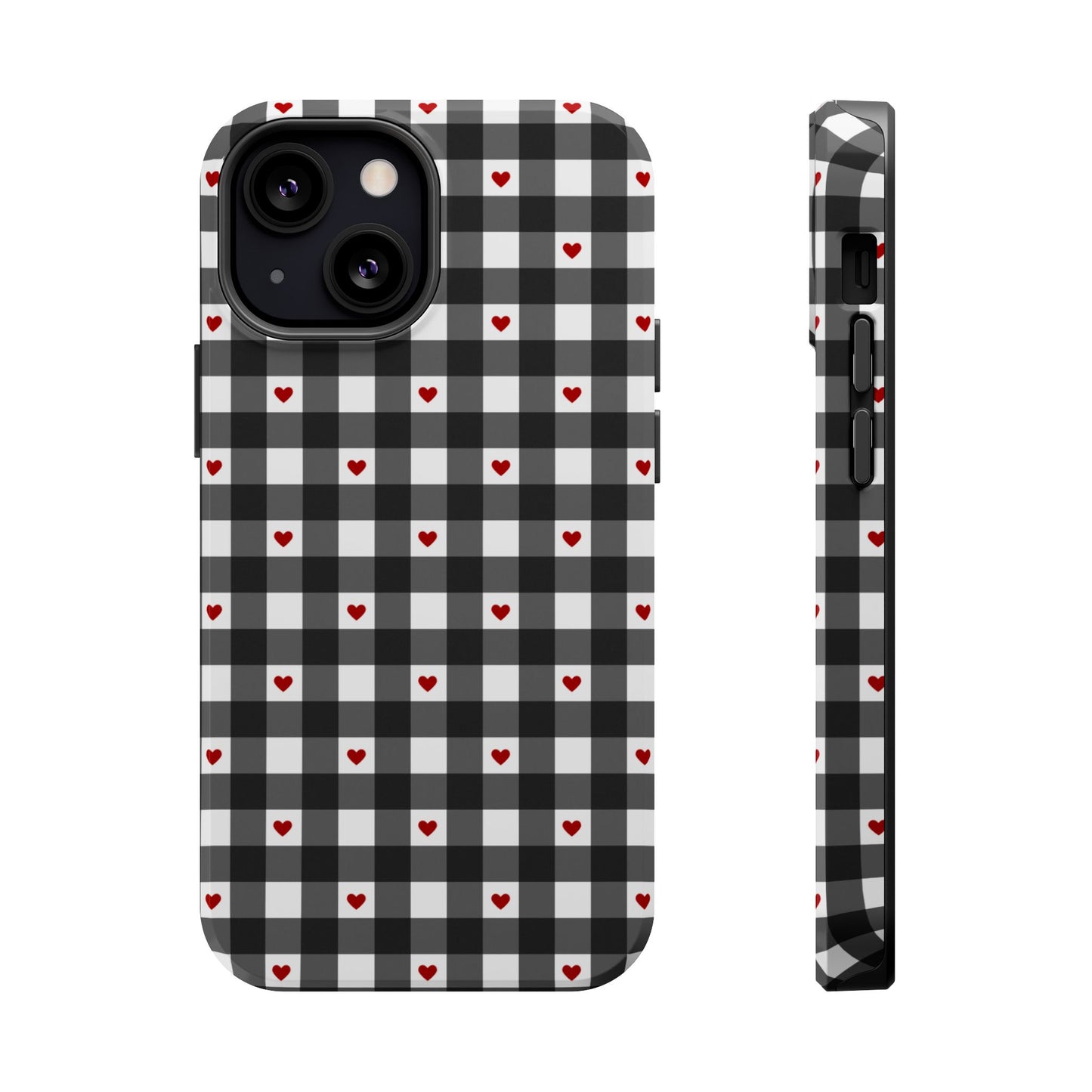 Black Picnic Hearts Gingham MagSafe Case