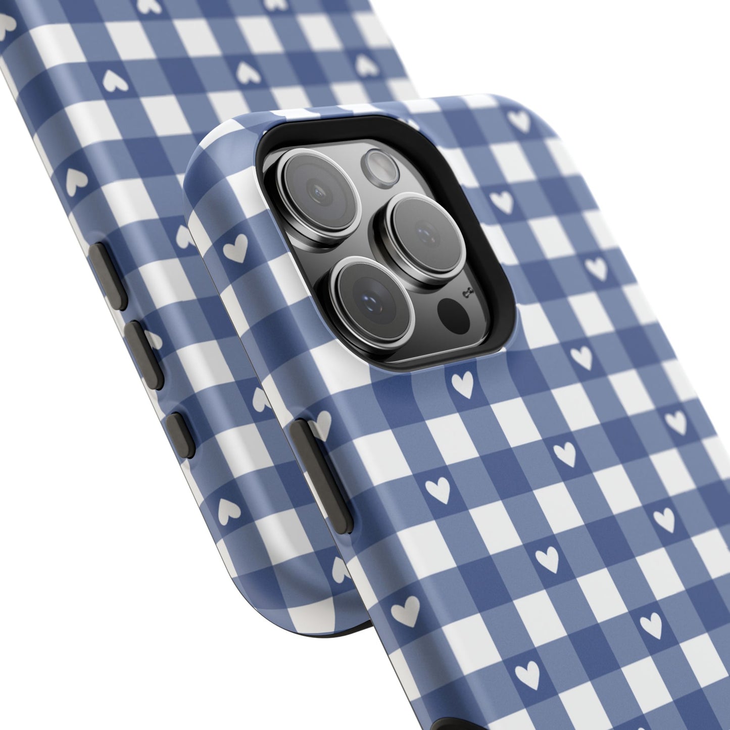 Blue Picnic Hearts Gingham MagSafe Case