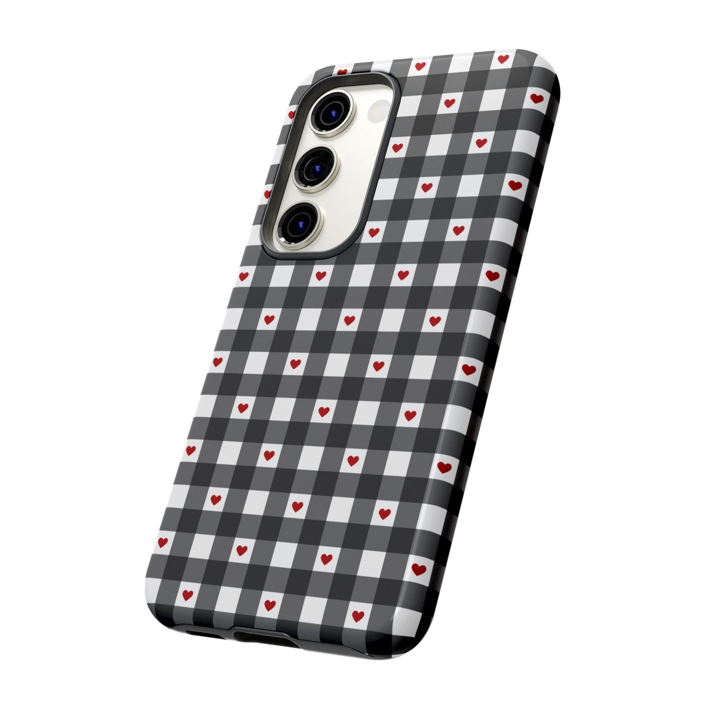 Black Picnic Hearts Gingham Case