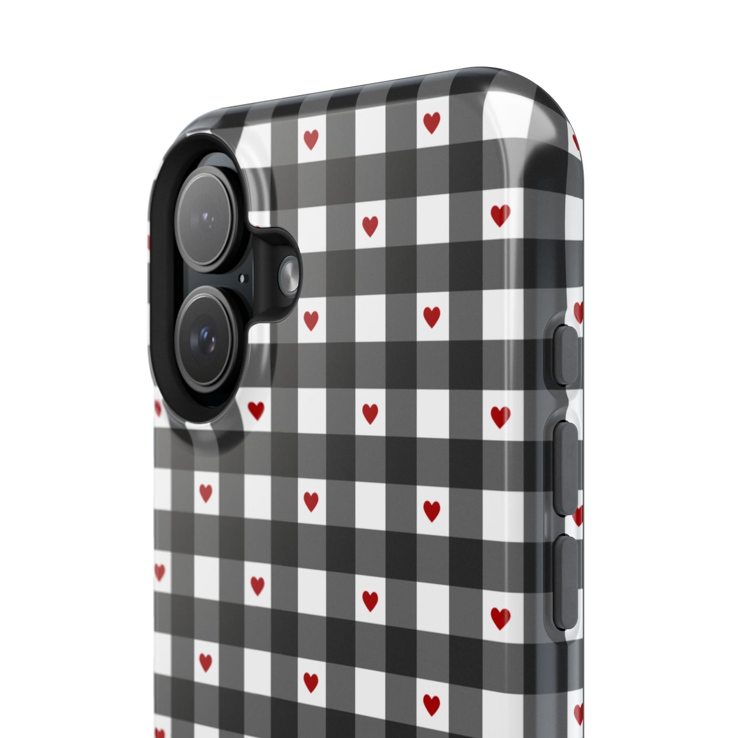 Black Picnic Hearts Gingham MagSafe Case