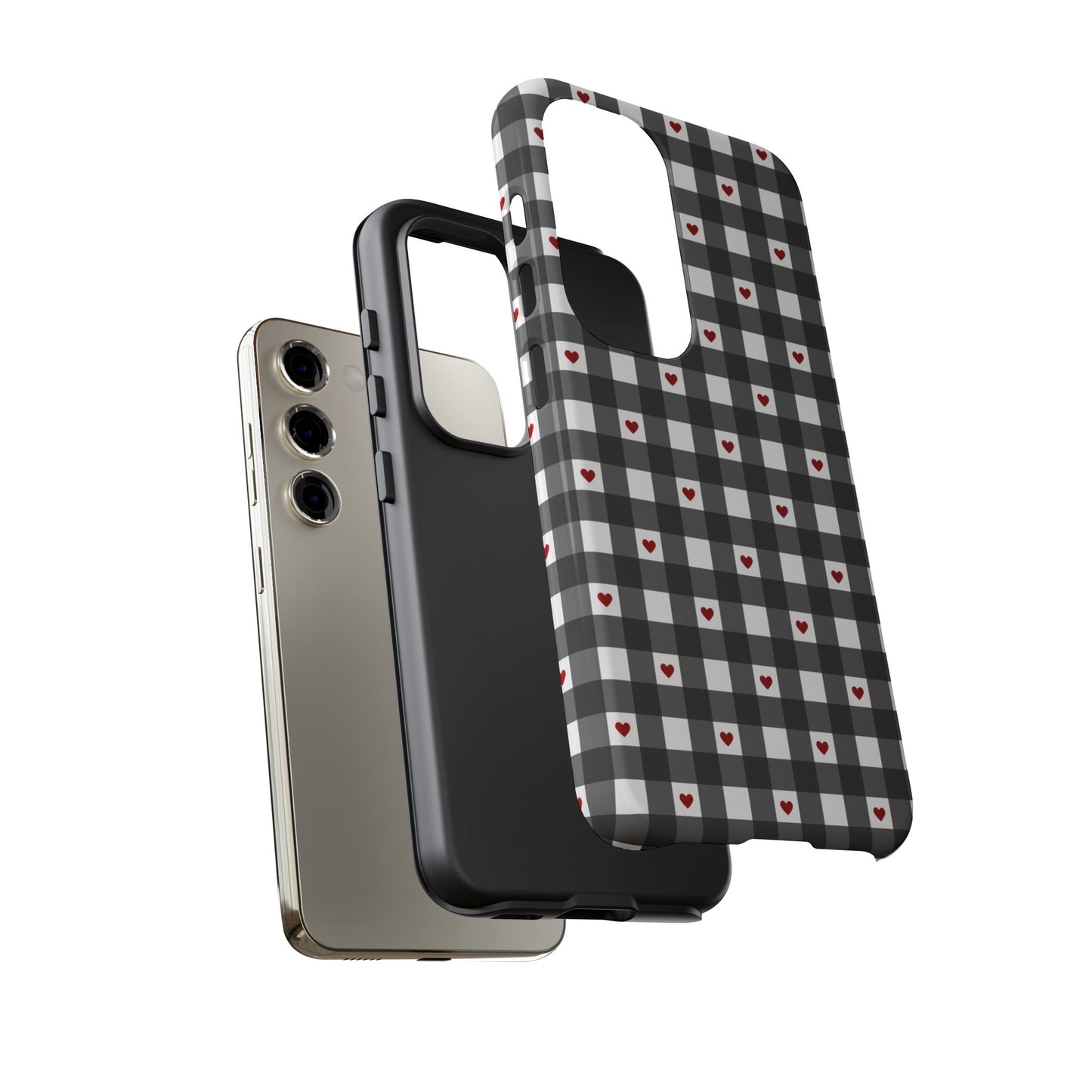 Black Picnic Hearts Gingham Case