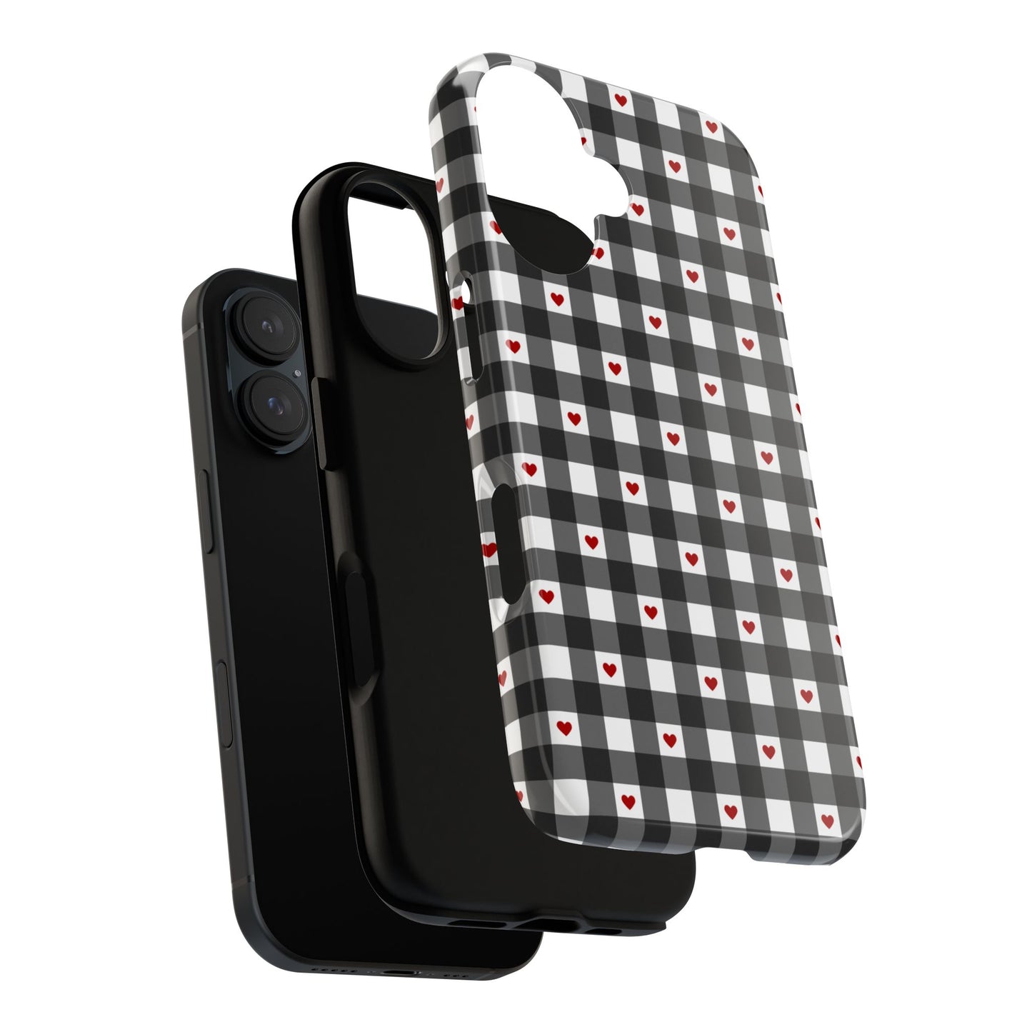 Black Picnic Hearts Gingham Case