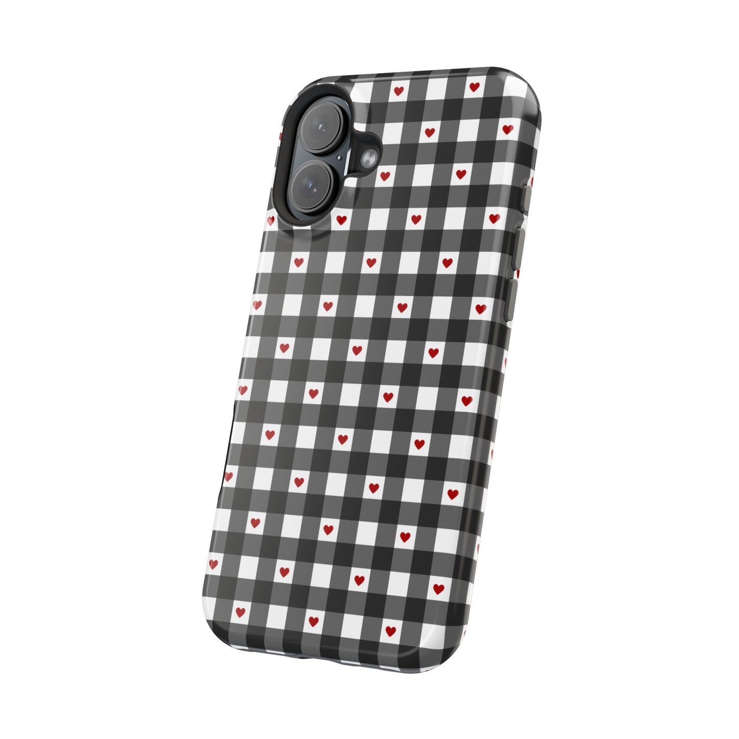 Black Picnic Hearts Gingham MagSafe Case