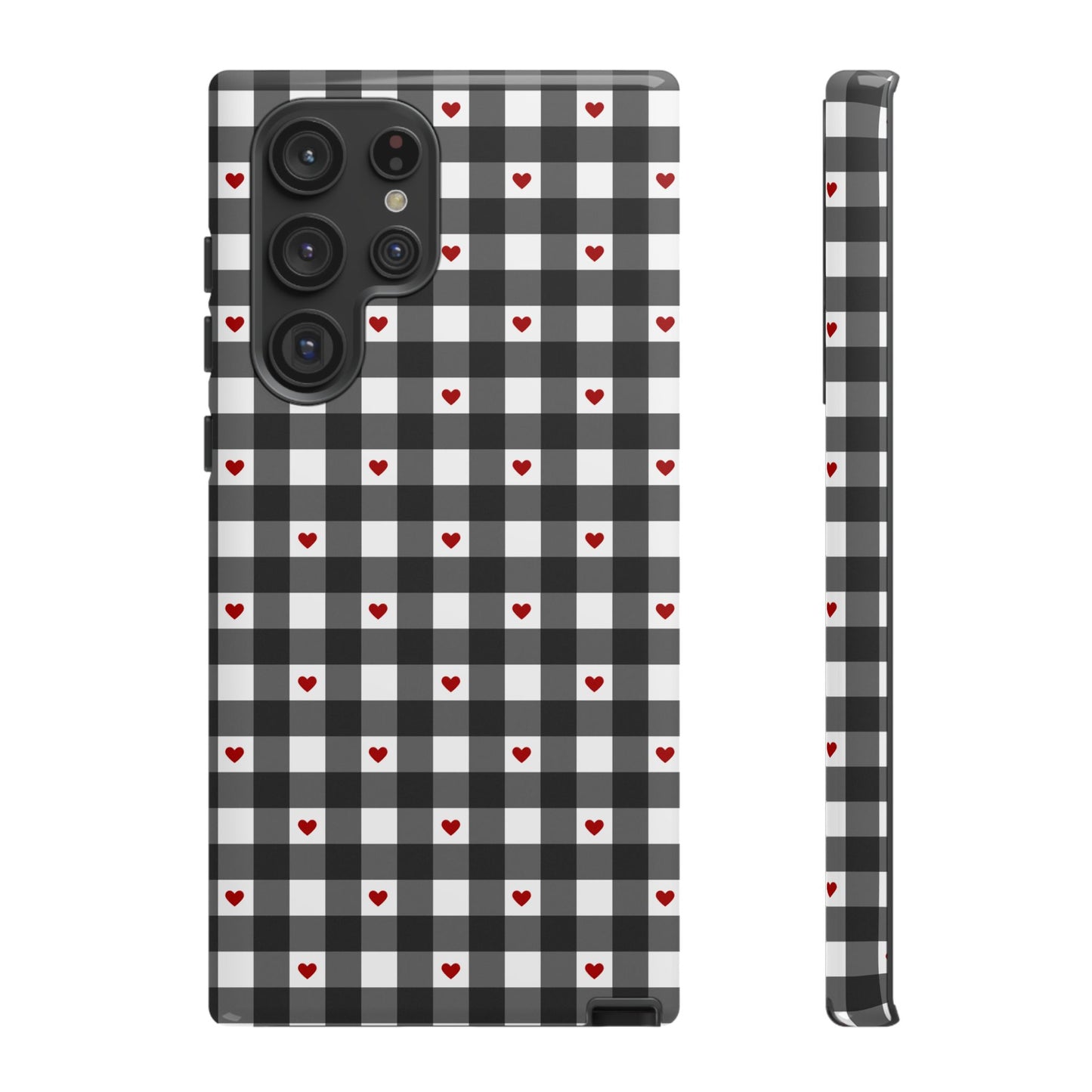 Black Picnic Hearts Gingham Case