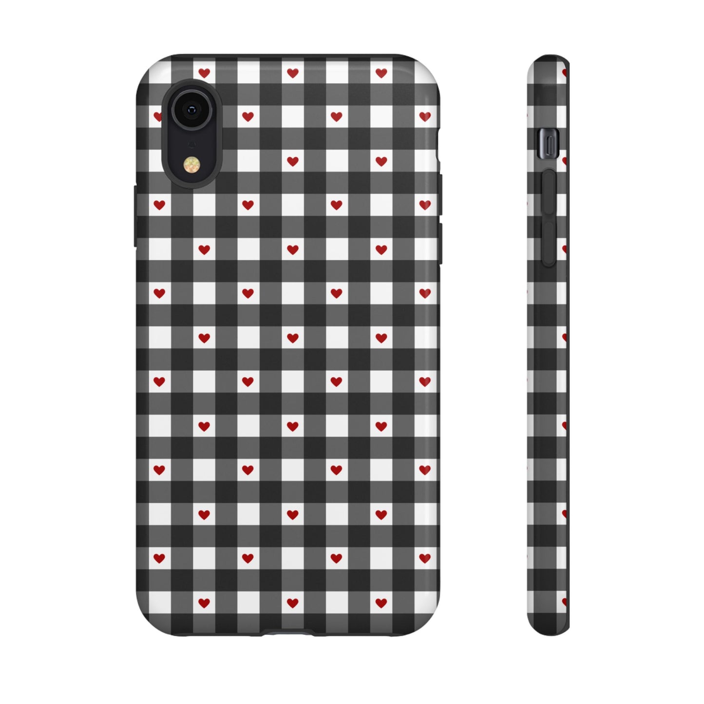 Black Picnic Hearts Gingham Case