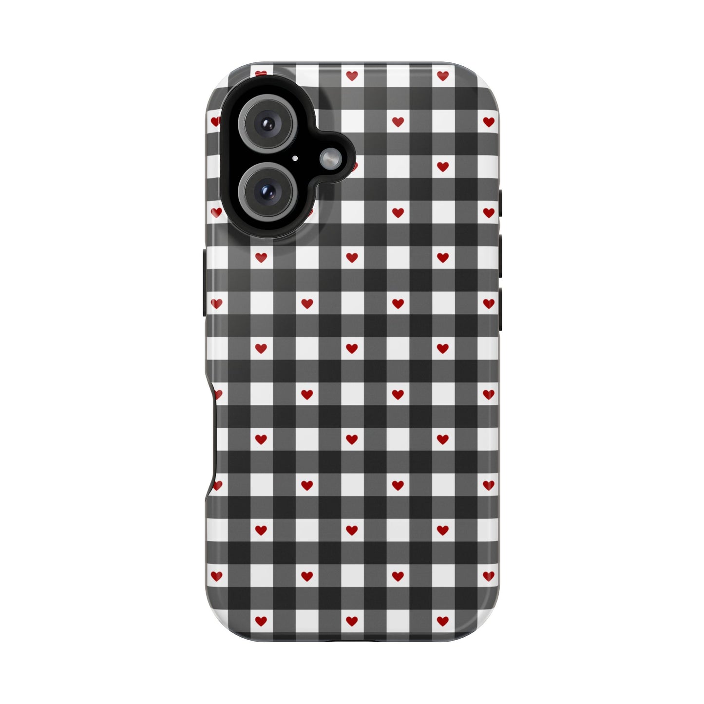 Black Picnic Hearts Gingham MagSafe Case