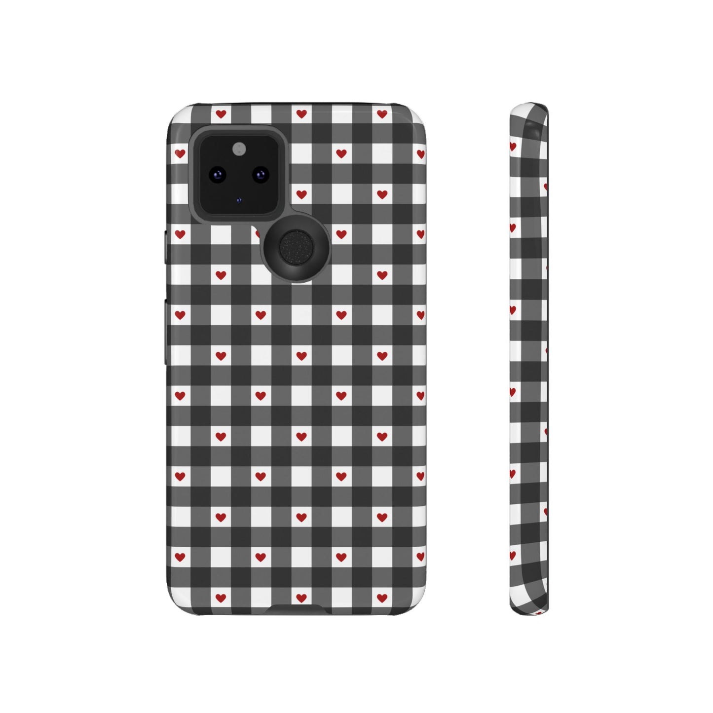 Black Picnic Hearts Gingham Case