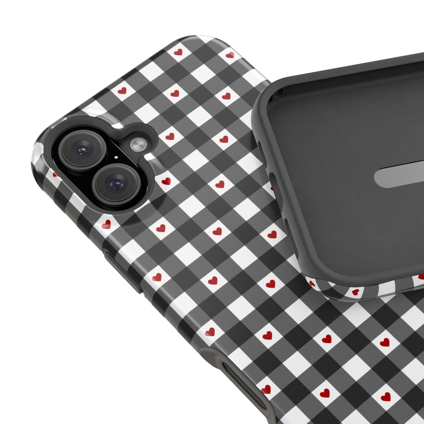 Black Picnic Hearts Gingham MagSafe Case