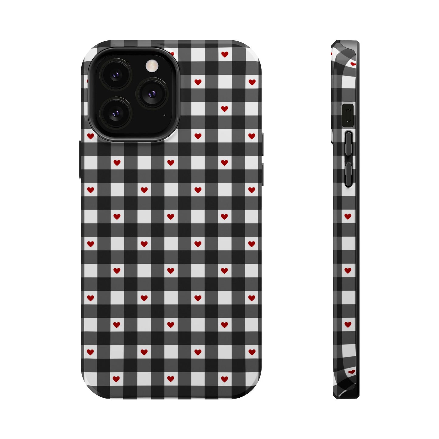 Black Picnic Hearts Gingham MagSafe Case