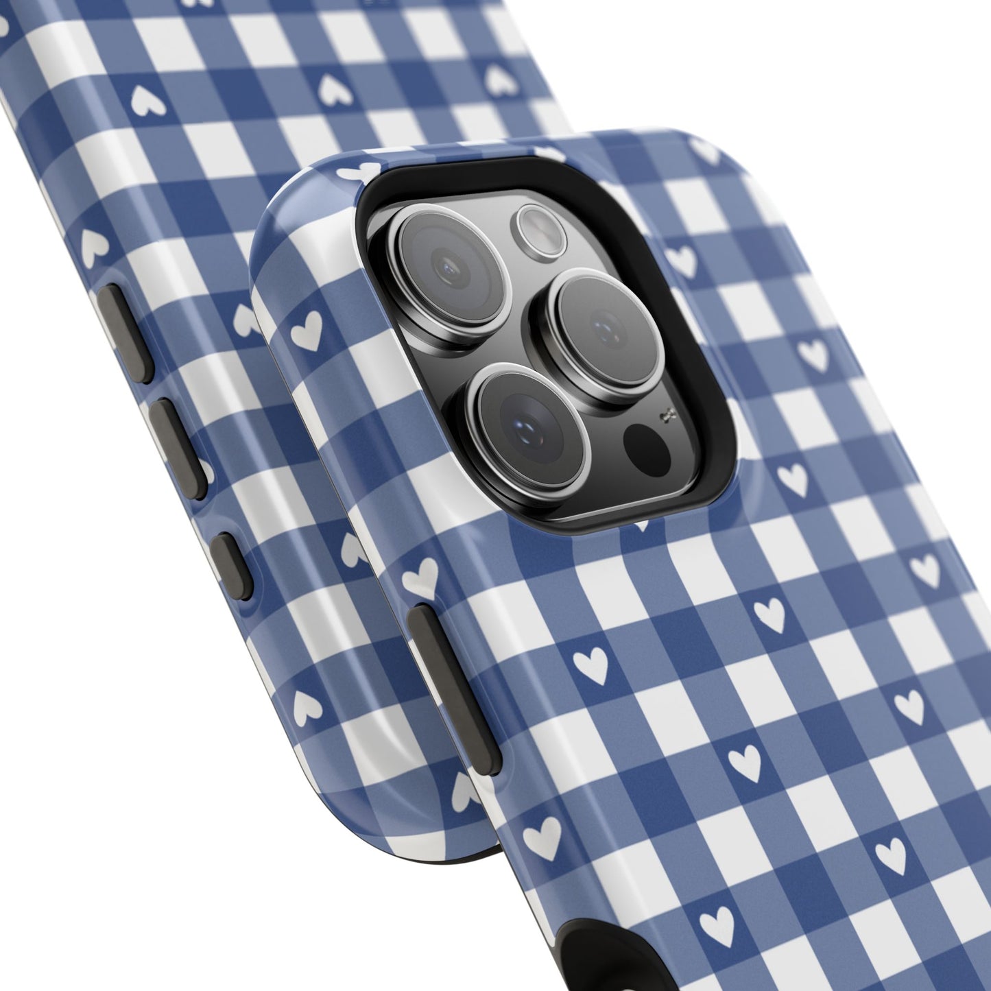 Blue Picnic Hearts Gingham MagSafe Case