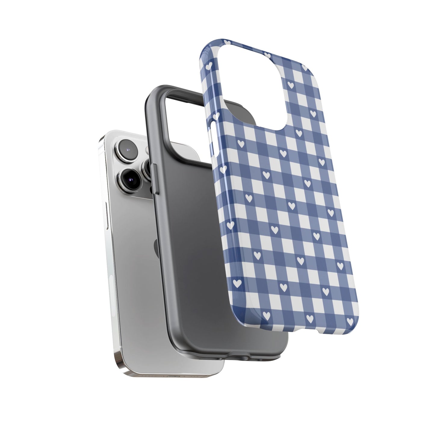 Blue Picnic Hearts Gingham Case