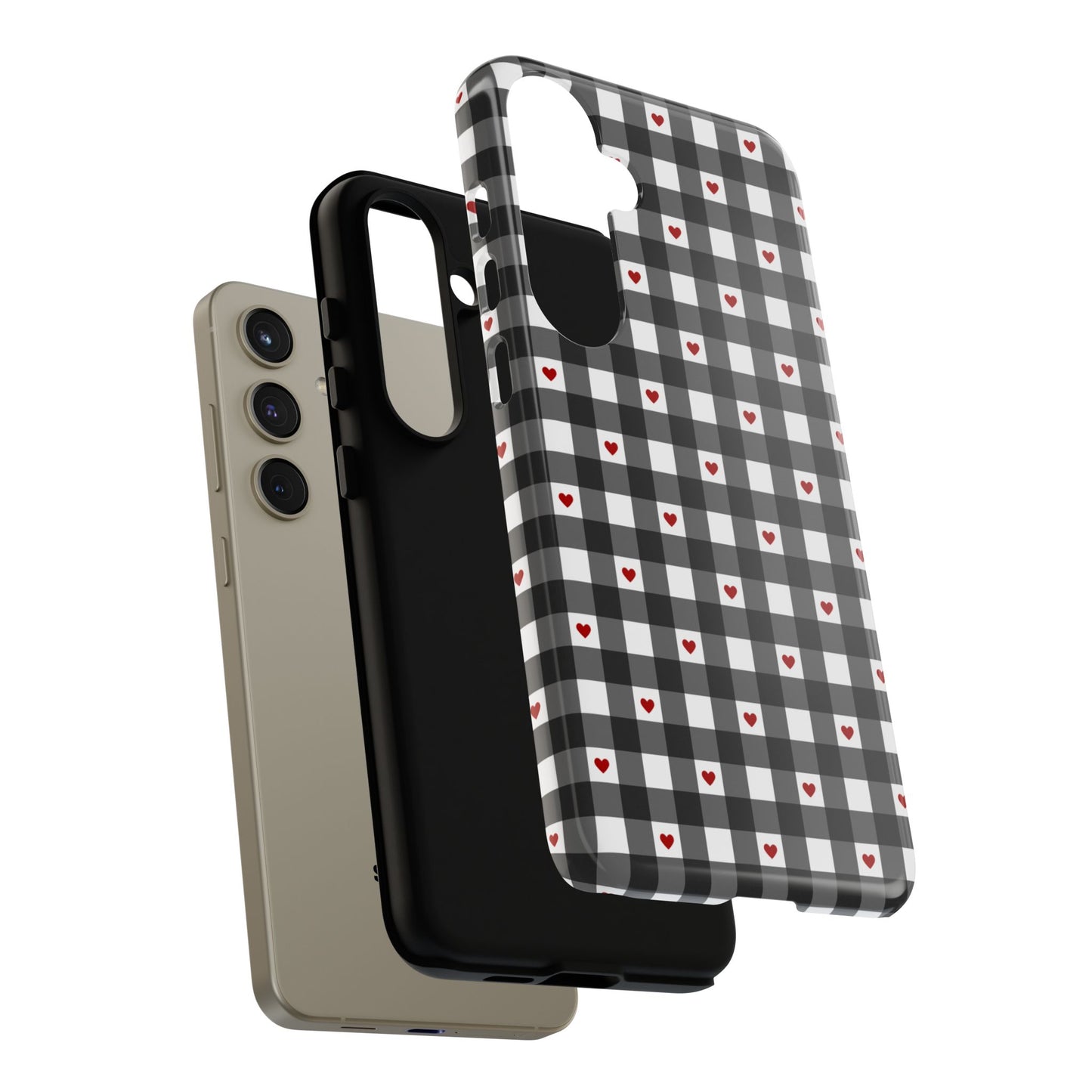 Black Picnic Hearts Gingham Case