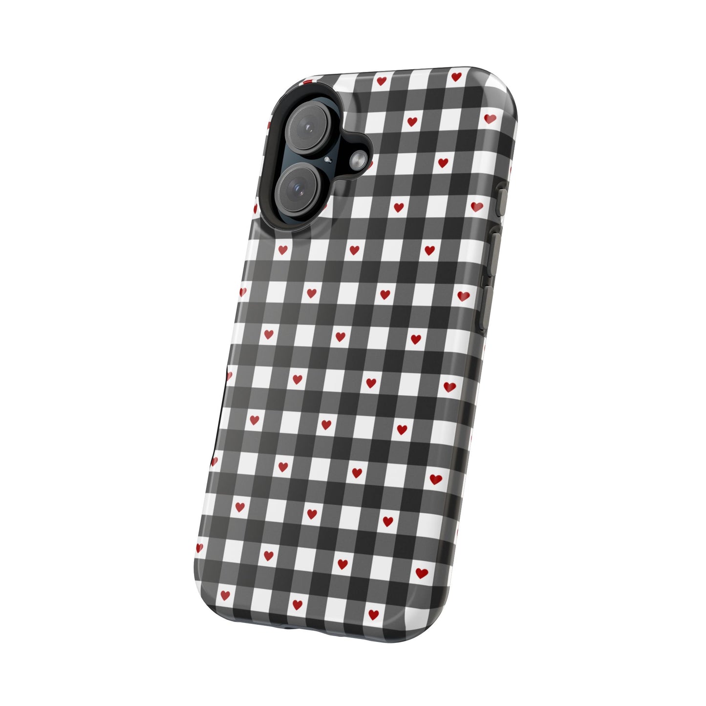 Black Picnic Hearts Gingham MagSafe Case