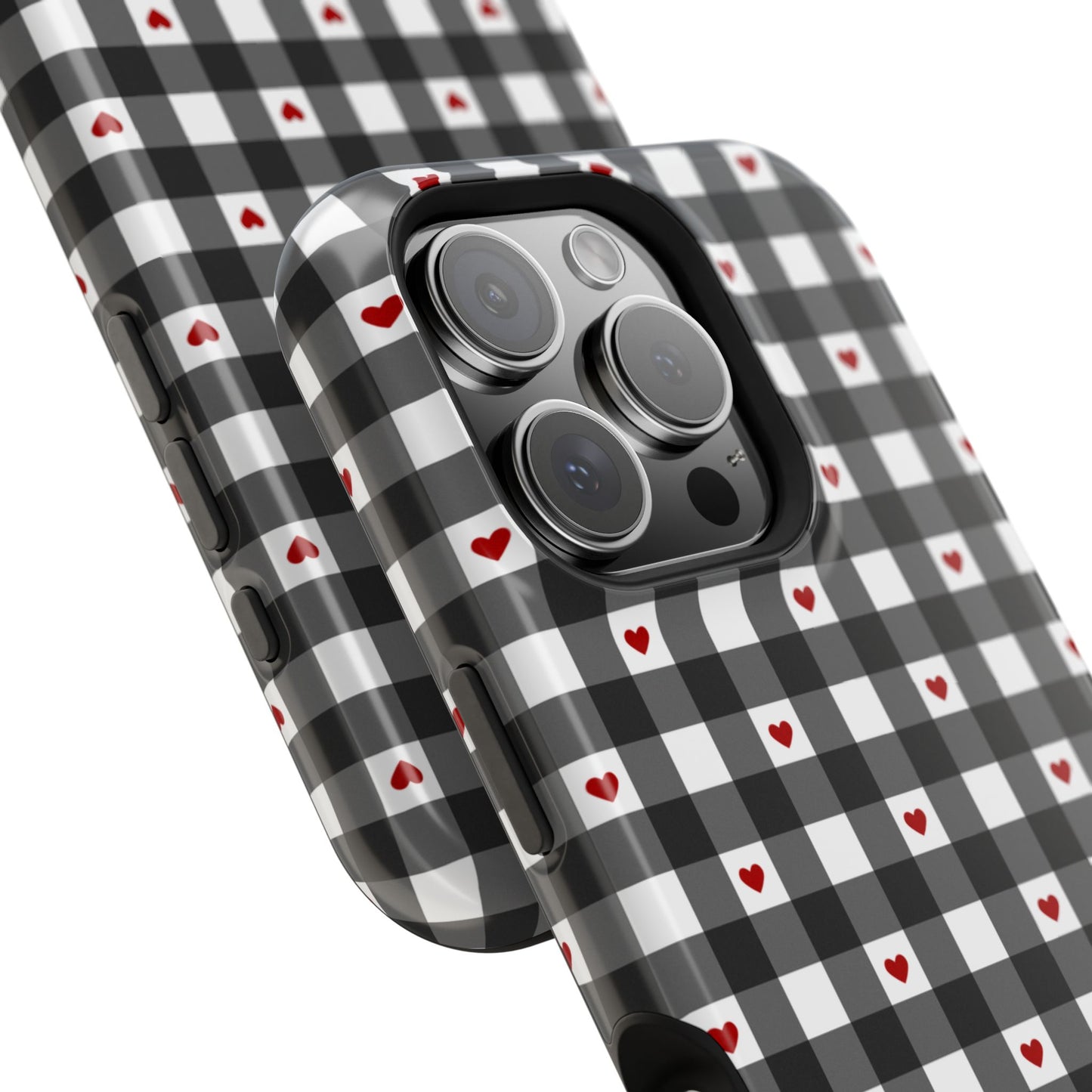 Black Picnic Hearts Gingham MagSafe Case