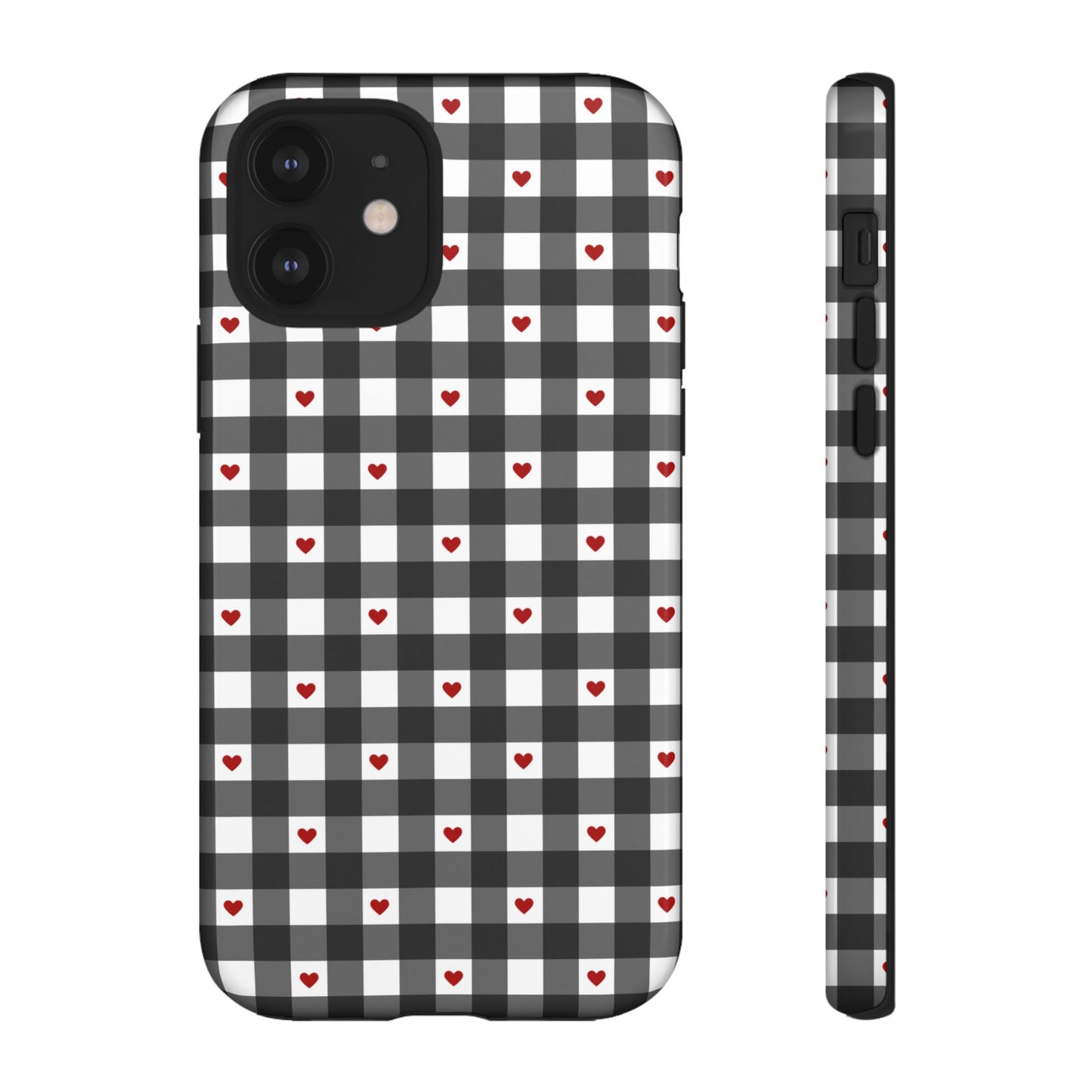 Black Picnic Hearts Gingham Case