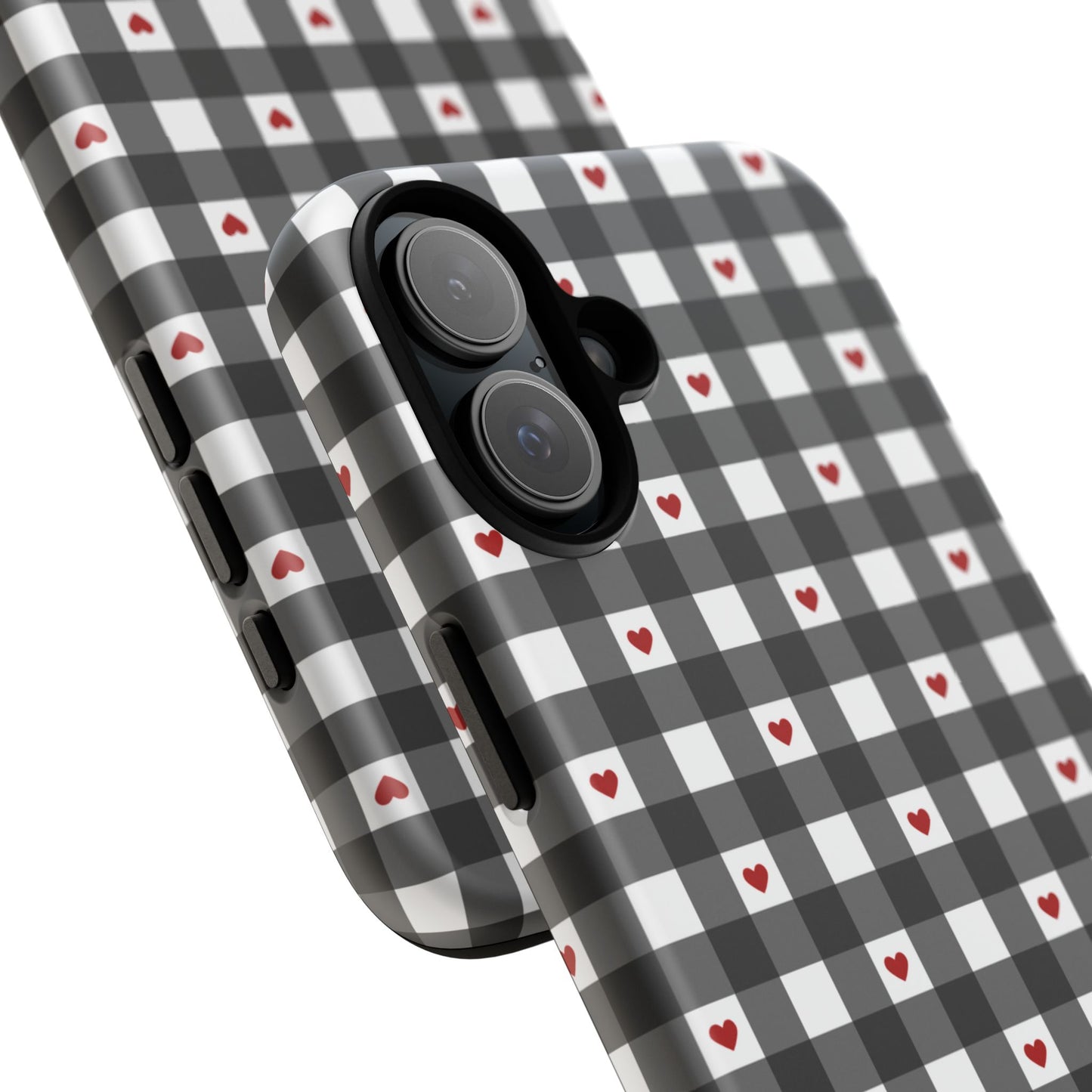 Black Picnic Hearts Gingham Case