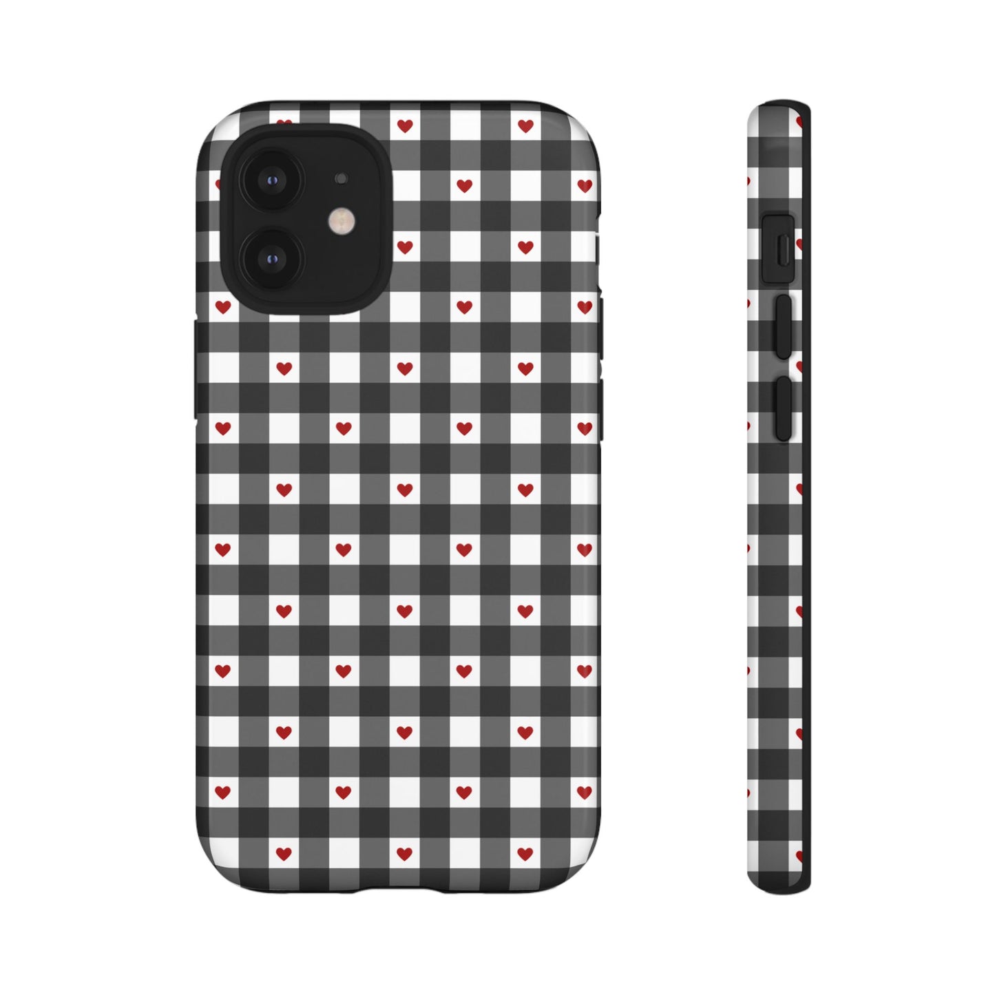 Black Picnic Hearts Gingham Case