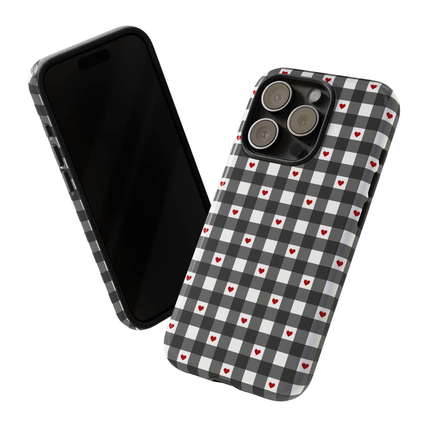 Black Picnic Hearts Gingham Case