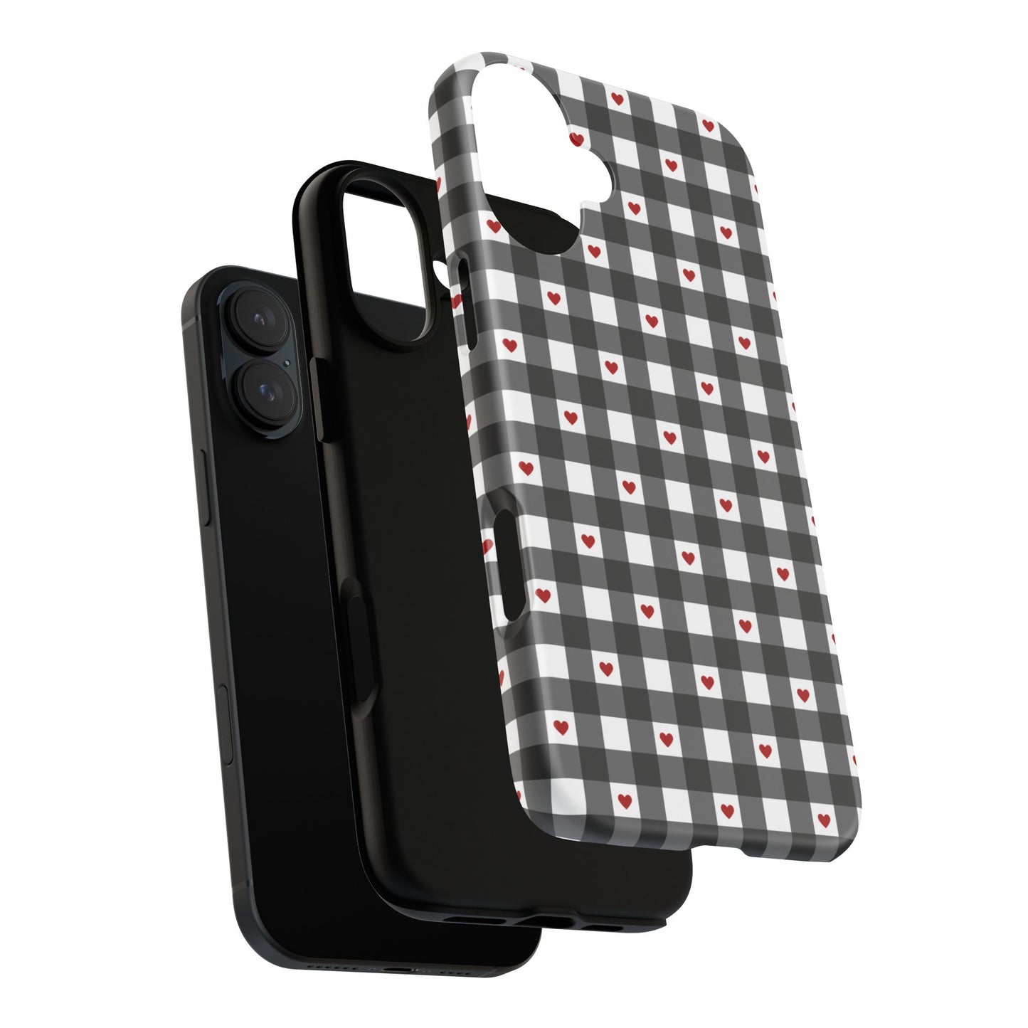 Black Picnic Hearts Gingham Case